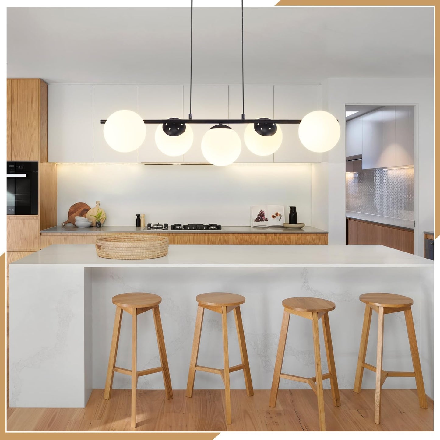 ZMH Pendelleuchte Esstisch H?ngeleuchte Schwarz - E27 Glas H?ngelampe 5-Flammig Esszimmerlampe Modern 150CM H?henverstellbar Esstischlampe f¨¹r Esszimmer Wohnzimmer Bartheke I ohne Leuchtmittel