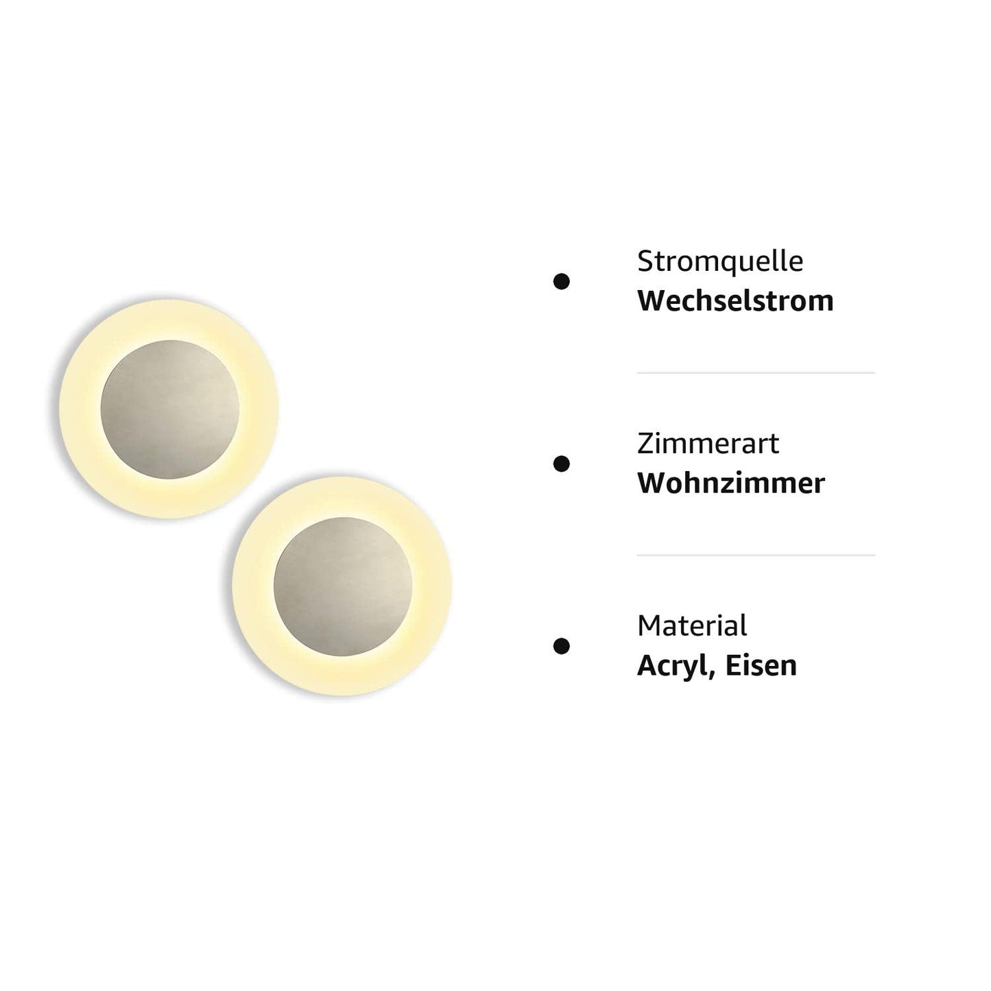 ZMH 2ER LED Wandlampe innen Wandleuchte: Modern Rund Flurlampe Warmwei? Eisen & Acryl ?16cm 6.9W Wandbeleuchtung f¨¹r Flur Treppenhaus Keller Schlafzimmer Wohnzimmer Arbeitszimmer Kinderzimmer