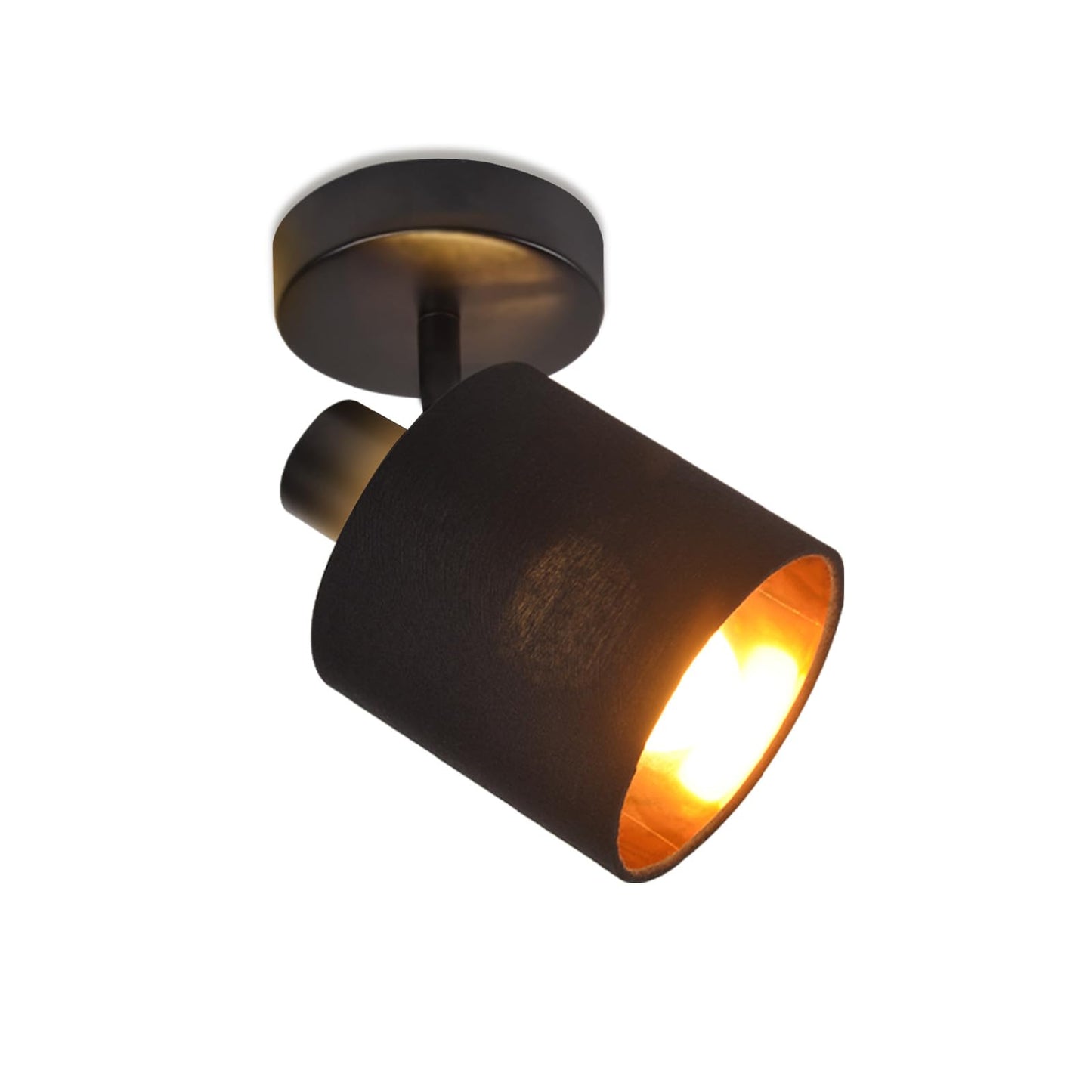ZMH Deckenlampe 1 Flammig Deckenstrahler Schwarz - Deckenleuchte Vintage Deckenspot E14 Wandstrahler Stoffschrim Schwenkbar 350¡ã MAX.40W f¨¹r Wohnzimmer Schlafzimmer Flur (ohne Leuchtmittel)