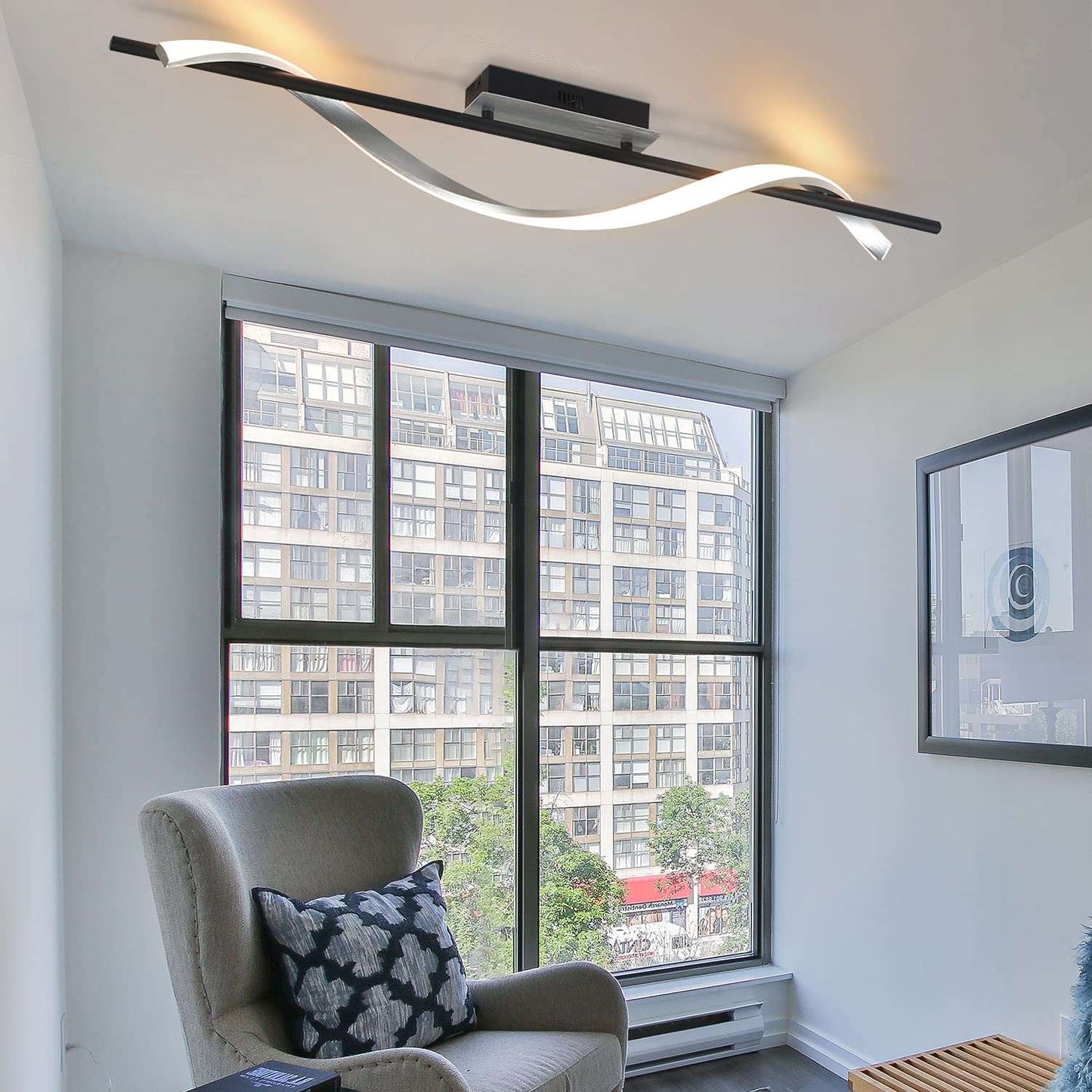 ZMH Deckenlampe LED Deckenleuchte Wohnzimmer: Modern Design Wohnzimmerlampe 100CM Lang Dimmbar mit Fernbedienung 22W Flurlampe Deckenbeleuchtung f¨¹r Schlafzimmer K¨¹che Flur B¨¹ro Arbeitszimmer