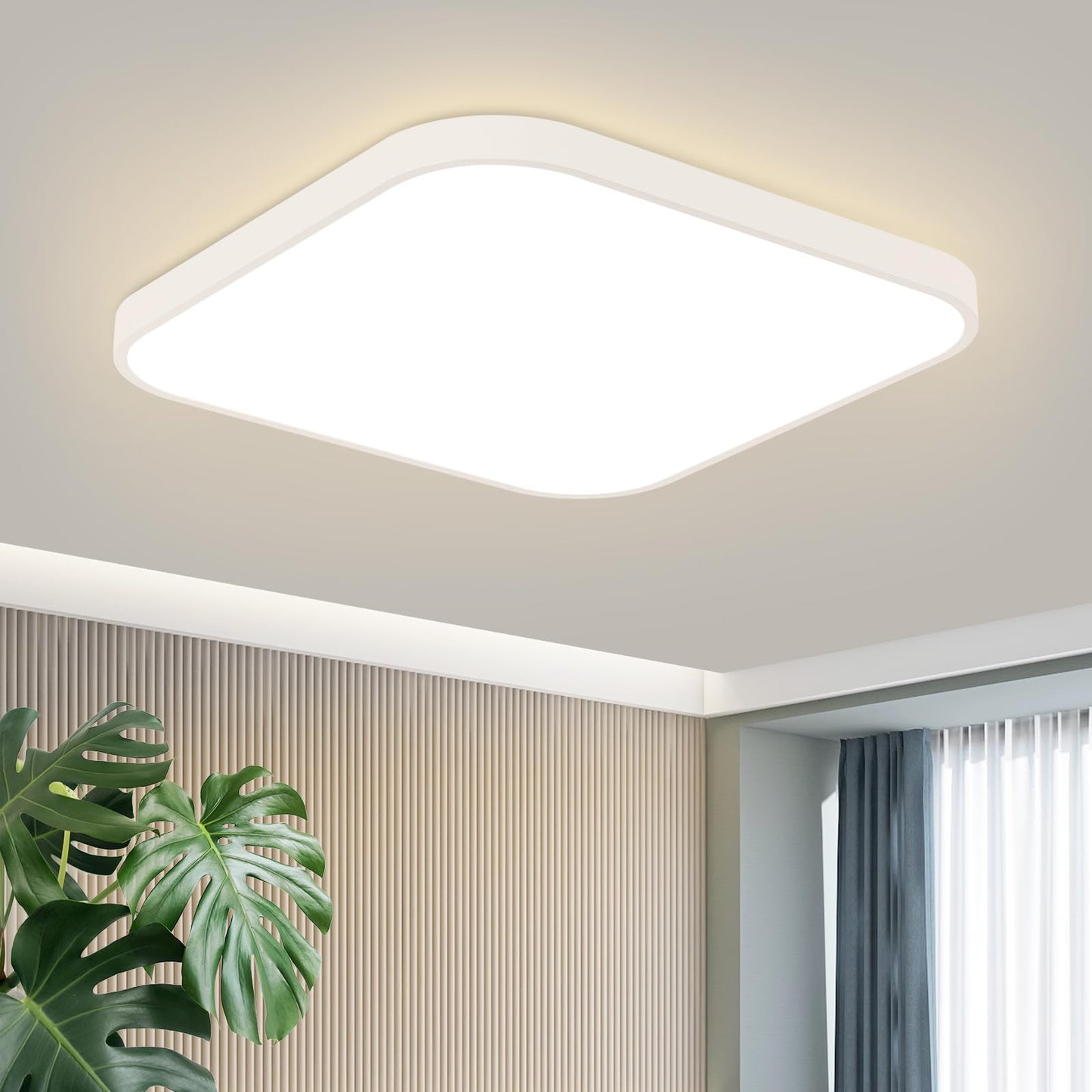 ZMH Deckenlampe LED Deckenleuchte Schlafzimmer - Schlafzimmerlampe Flach 27cm K¨¹chenlampe Warmwei? Badezimmerlampe IP44 Bad Deckenbeleuchtung Flurlampe Eckig Badlampe 19W f¨¹r K¨¹che Flur Badezimmer