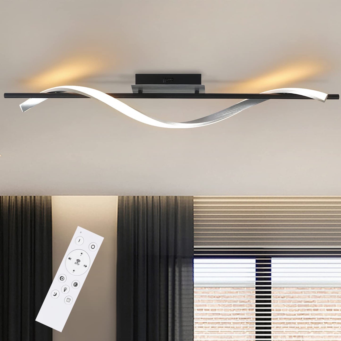 ZMH Deckenlampe LED Deckenleuchte Wohnzimmer: Modern Design Wohnzimmerlampe 100CM Lang Dimmbar mit Fernbedienung 22W Flurlampe Deckenbeleuchtung f¨¹r Schlafzimmer K¨¹che Flur B¨¹ro Arbeitszimmer