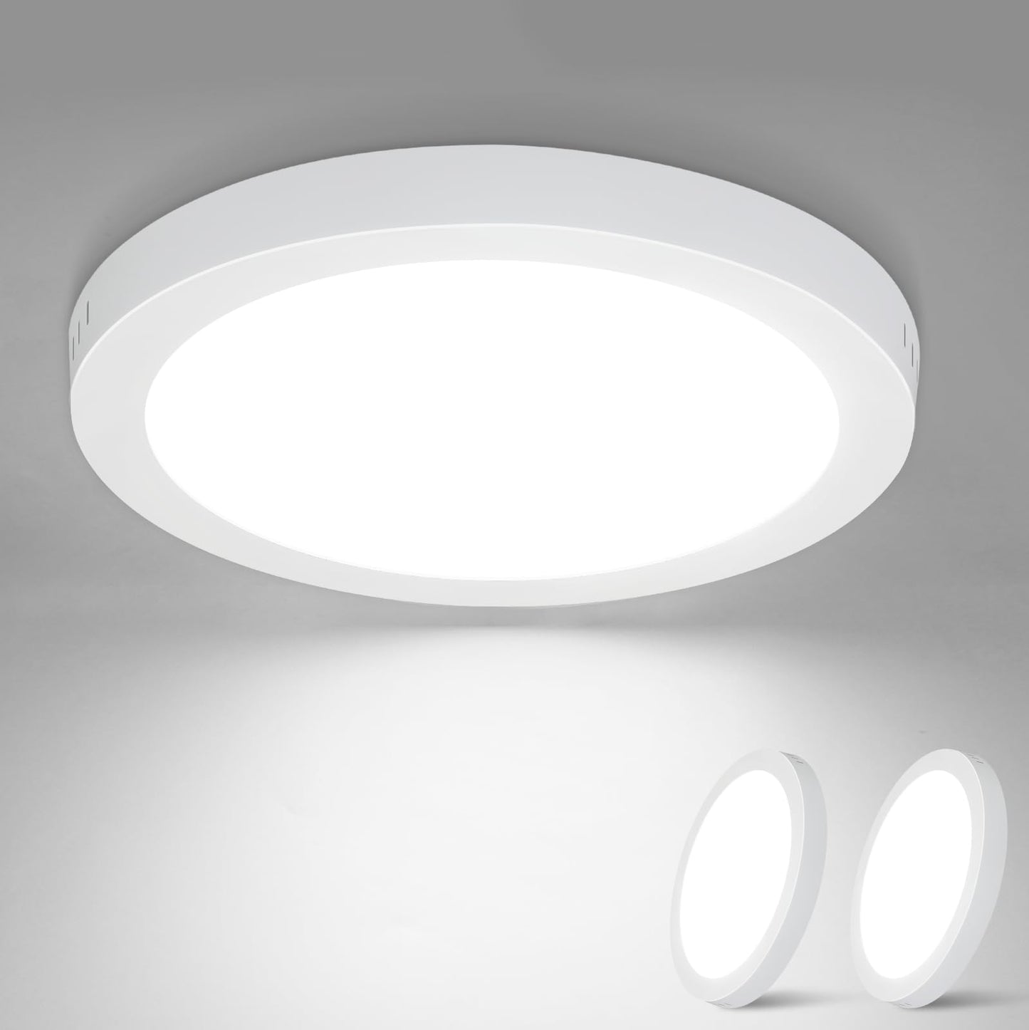 ZMH LED Deckenleuchte Rund Flach Deckenlampe¨C2 St¨¹ck Modern Wei? Flurlampe Kaltwei? 5000K 18W IP44 Wasserfest f¨¹r K¨¹che B¨¹ro Wohnzimmer Badezimmer Kinderzimmer Esszimmer ?23CM
