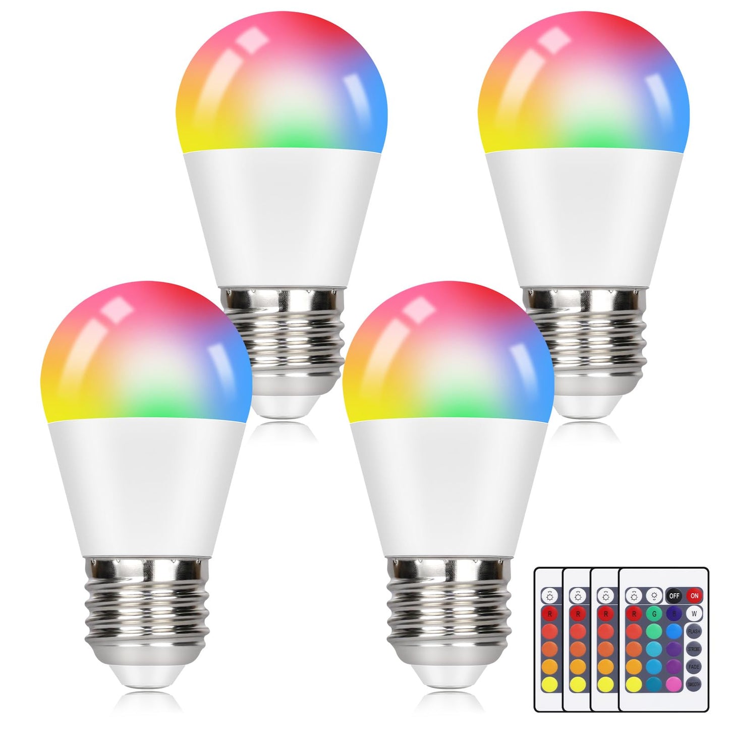 ZMH E27 LED Lampe RGB mit Fernbedienung: LED Farbwechsel Gl¨¹hbirne Leuchtmittel Warmwei? 3000K 4W (ersetzt 35W) Ambiente RGB Farbige Birne Dimmbare Farben Geschenk Deko f¨¹r Party (4er-Pack)