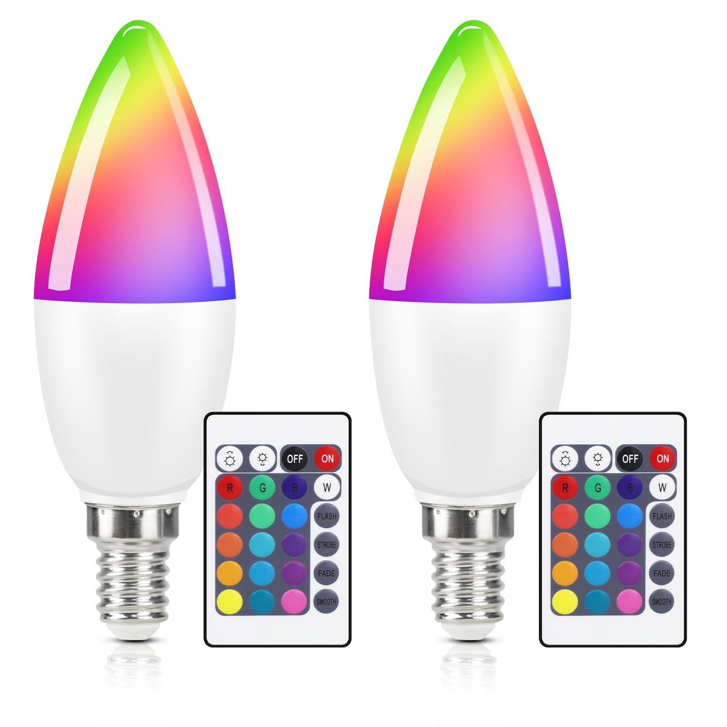 ZMH RGB LED Lampe Gl¨¹hbirne E14-2 St¨¹ck Edison Farbwechsel Gl¨¹hlampe Kerzen Lampe 4W Leuchtmittel Dimmbar mit Fernbedienung 3000K Warmweiss Farbige Birne Edison f¨¹r Bar KTV Party