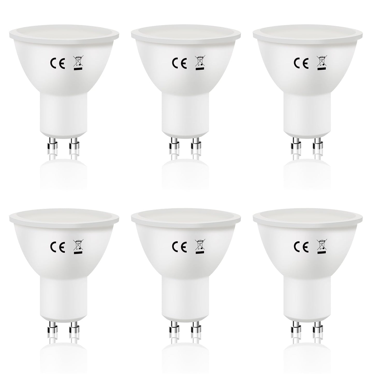 ZMH GU10 LED Kaltweiss Lampe - 6W 5000K LED Leuchtmittel Ersetzt 60W Gl¨¹hbirne GU10-Spot Energiesparlampe Abstrahlwinkel 110¡ã Gl¨¹hlampe Birne Nicht Dimmbar Strahler - 6 Pack