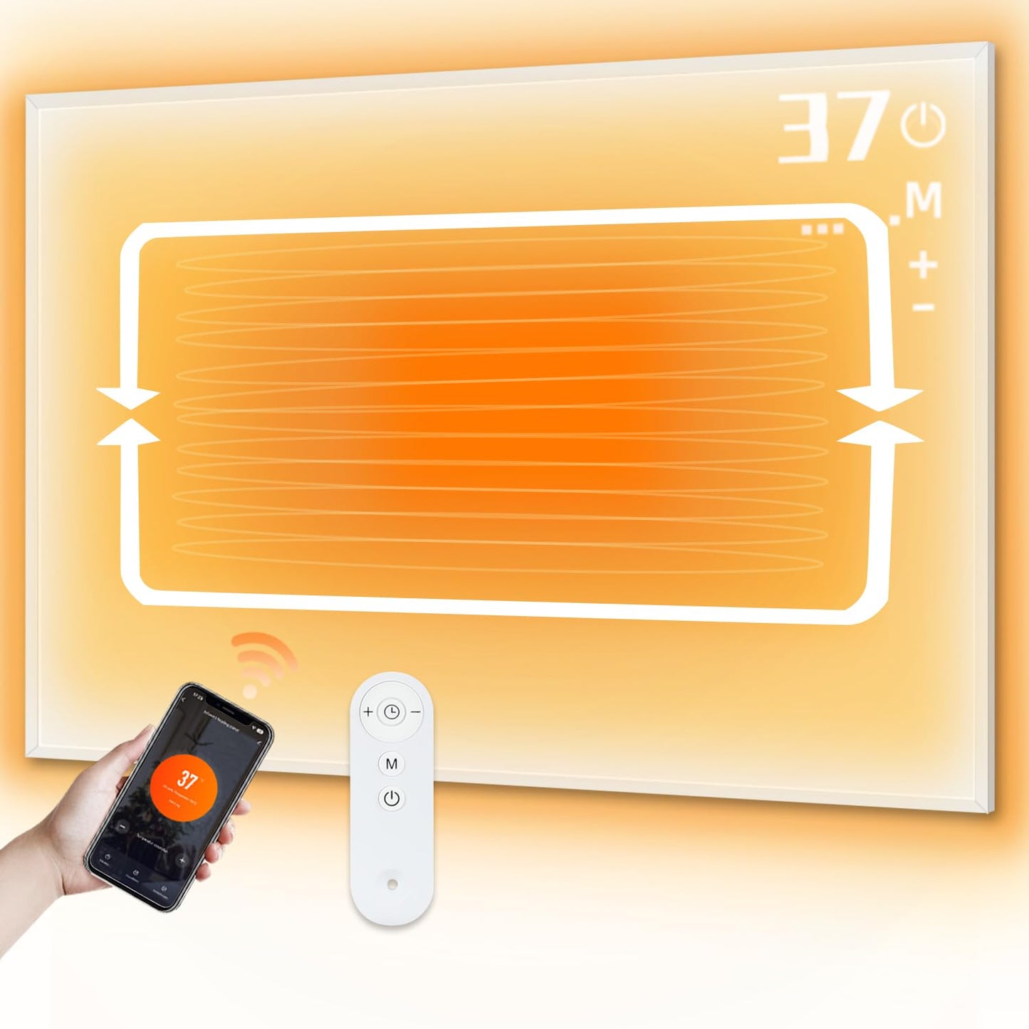 ZMH Infrarotheizung mit Thermostat Infrarot Wandheizung - 450W Elektroheizung mit Fernbedienung Elektrisch Heizung Energiesparend Standger?t Elektroheizk?rper Wandmontage Heizger?t
