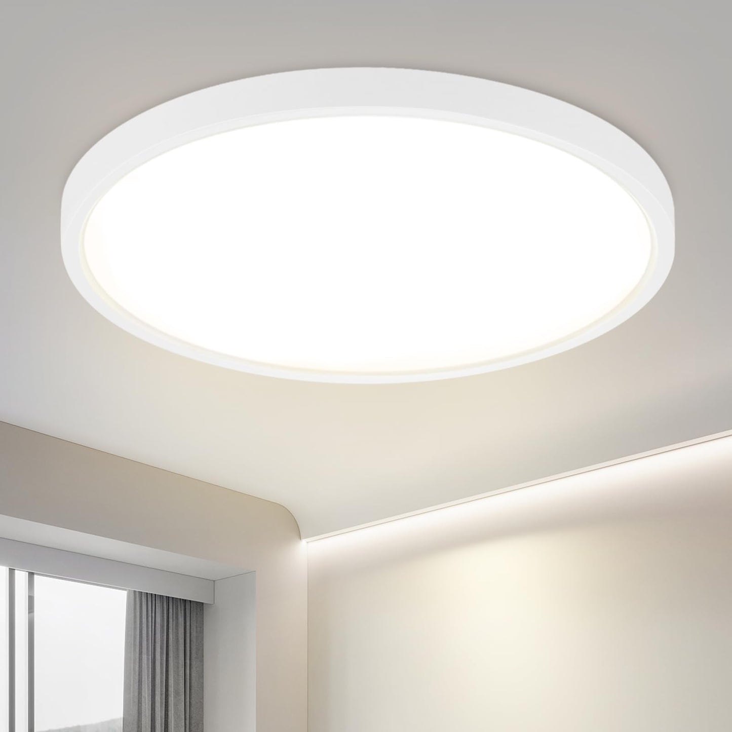 ZMH Deckenlampe LED Deckenleuchte Schlafzimmer - Schlafzimmerlampe Flach ?30CM Badezimmerlampe Rund K¨¹chenlampe Wei? Flurlampe Decke 24W Badezimmer Deckenbeleuchtung 4000K f¨¹r Bad K¨¹che Flur