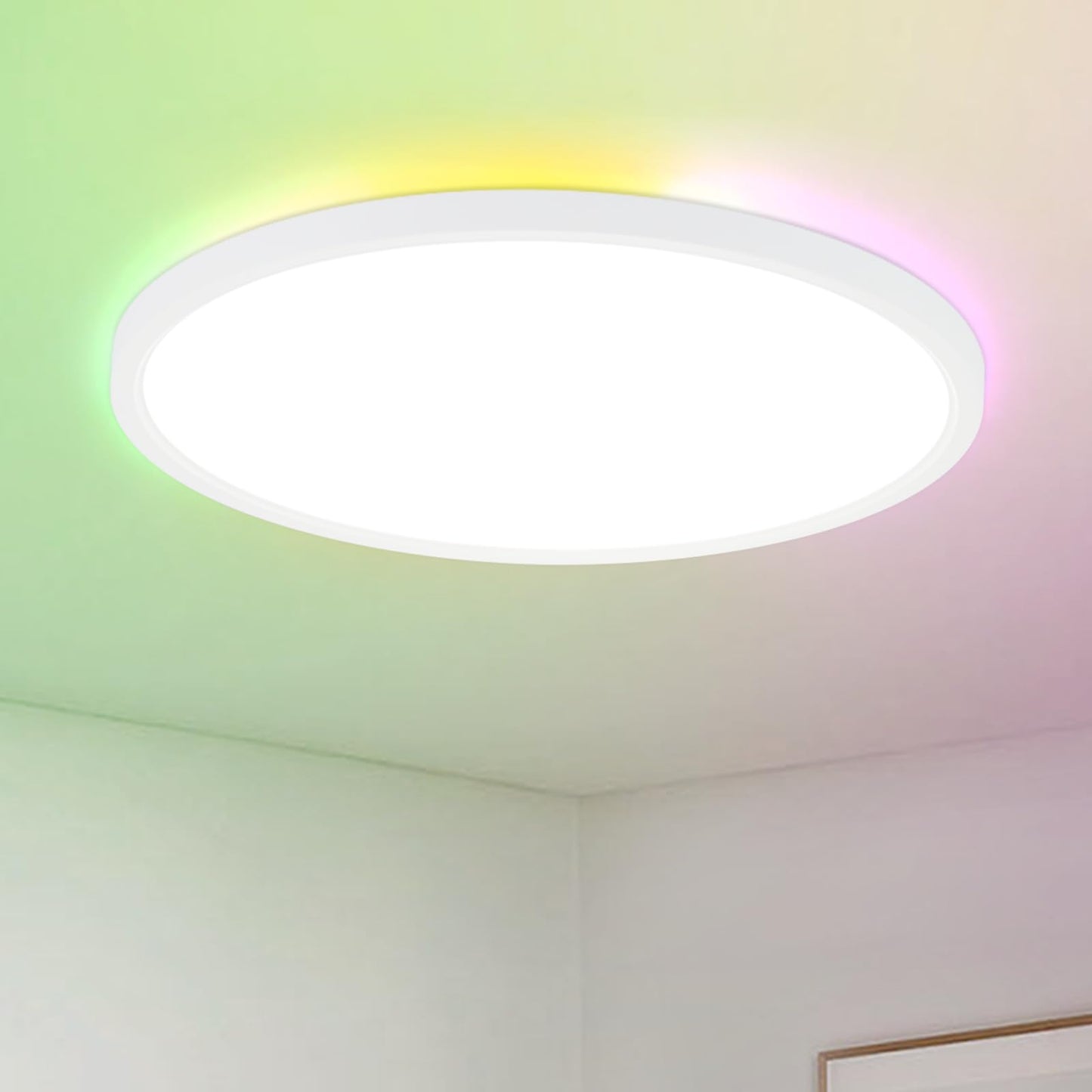 ZMH 36W Deckenlampe LED Deckenleuchte Farbwechsel - Dimmbar Schlafzimmerlampe mit Smart RGB Hintergrundbeleuchtung Panel Flach Rund per Fernbedienung App f¨¹r Wohnzimmer Schlafzimmer Kinderzimmer