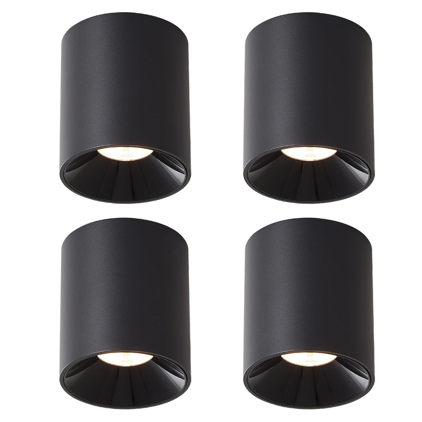 ZMH 4ER Aufbauspot Schwarz LED Deckenspots: Aufbaustrahler Rund Deckenleuchte Aufputz 7W 3000K Spot Deckenlampe Aufbau aus Aluminium Flurlampe Aufbauleuchte f¨¹r Wohnzimmer Schlafzimmer