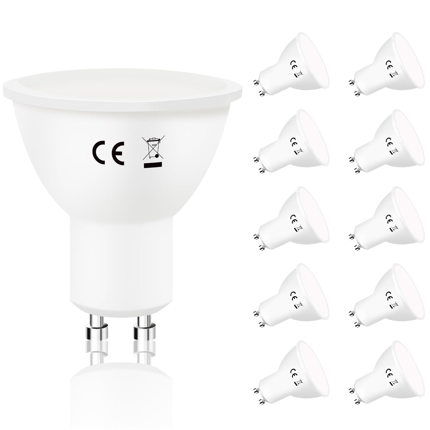 ZMH GU10 LED Kaltweiss 6W Leuchtmittel Lampe Ersetzt 60W Gl¨¹hbirne 5000K Energiesparlampe Abstrahlwinkel 110¡ã Spot Nicht Dimmbar Reflektor Birne Gl¨¹hlampen Strahler Spot LED GU10 10 pack