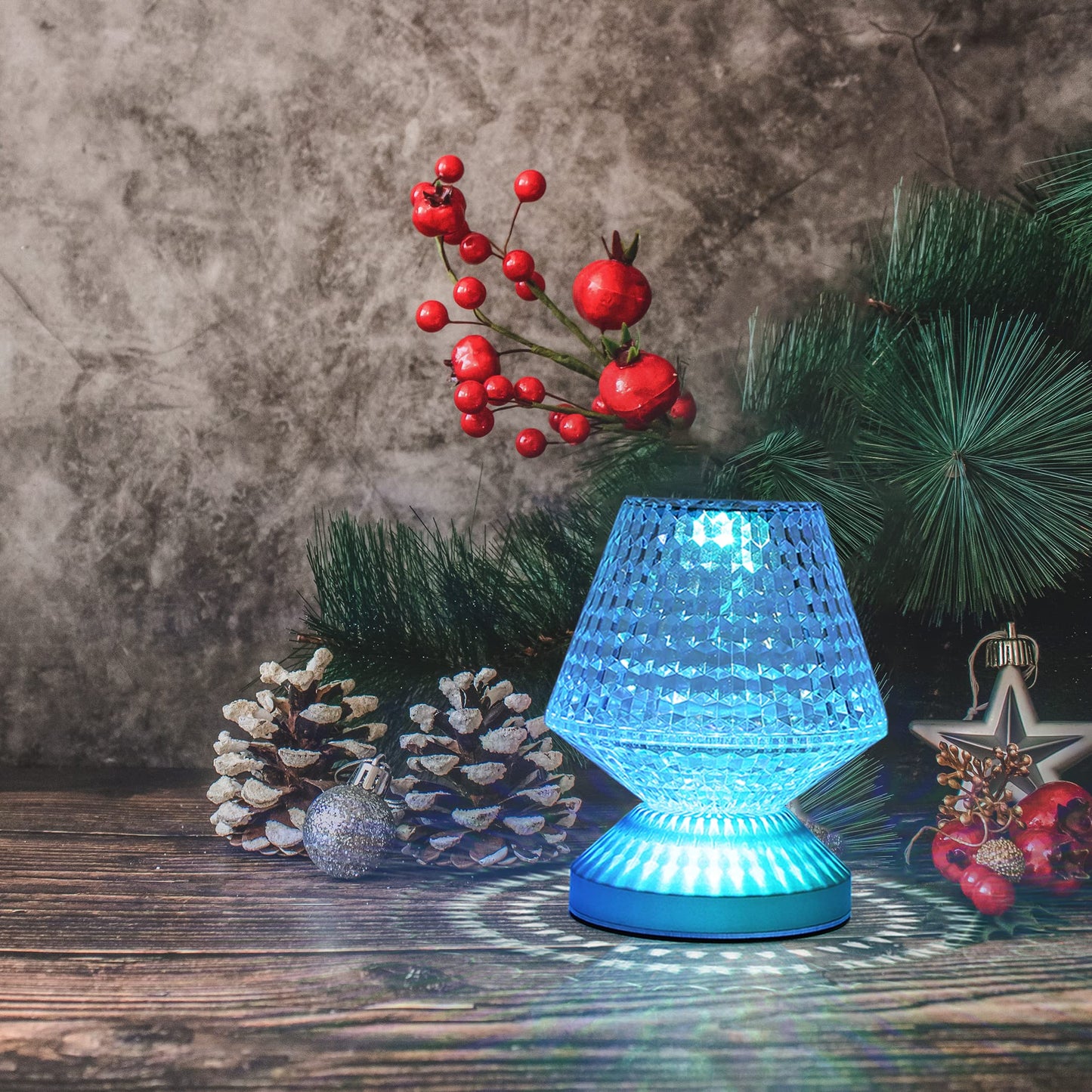 ZMH Tischlampe Kabellos LED Nachttischlampe touch - Kristall Lampe akku Tischleuchte dimmbar 16 Farben Nachttischleuchte batteriebetrieben mit Fernbedienung f¨¹r Wohnzimmer Valentinstag Deko 1 St¨¹ck