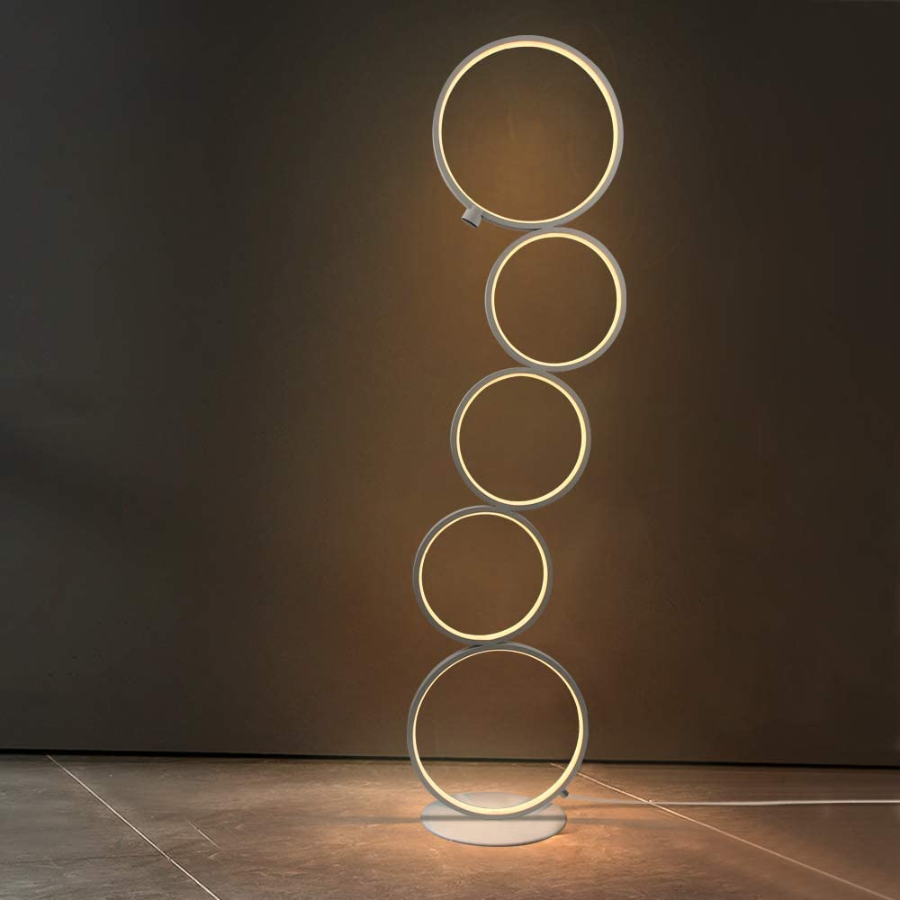 ZMH LED Dimmbar Stehlampe Modern Standleuchte Wei? 32W Touch Switch Stehleuchte Warmwei? 3000K Deckenfluter aus Aluminium 5-flammig Ringf?rmige Standlampe f¨¹r Schlafzimmer Wohnzimmer Arbeitszimmer