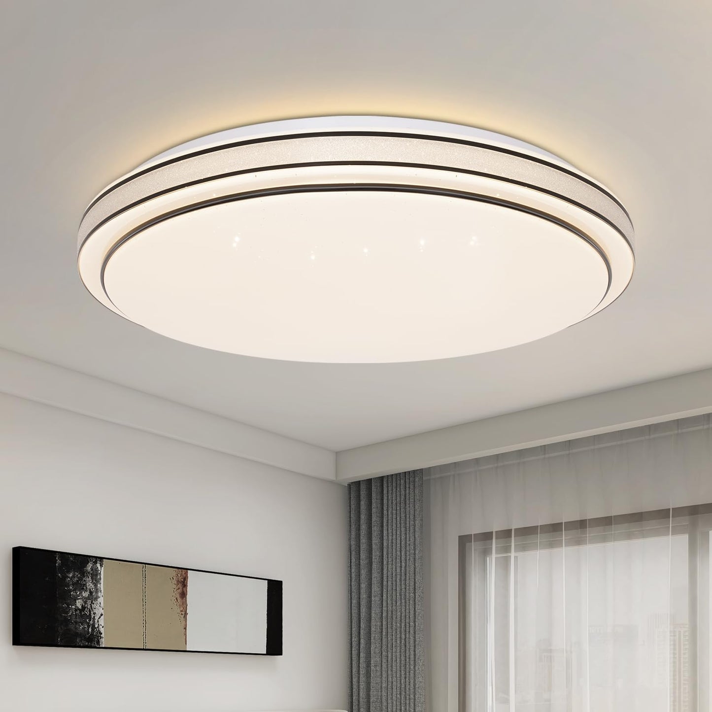 ZMH Deckenlampe LED Deckenleuchte Schlafzimmer - ?27cm Schlafzimmerlampe Sternenhimmel 12W Flurlampe Warmwei? Modern K¨¹chenlampe Rund Wohnzimmer Deckenbeleuchtung f¨¹r Flur K¨¹che Kinderzimmer