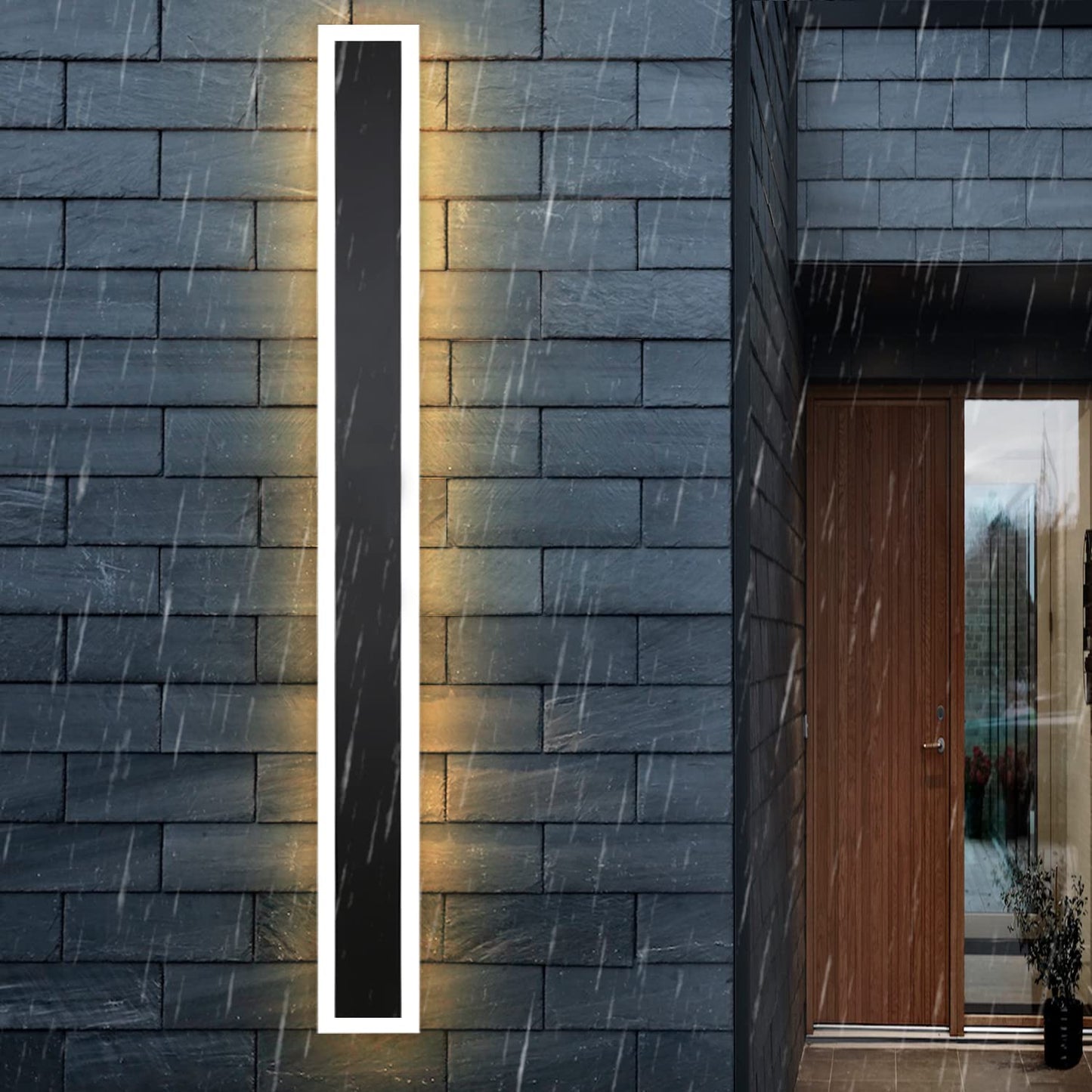 ZMH LED Wandleuchte Aussen Wandlampe - 100CM Wandbeleuchtung IP65 Wasserdicht Schwarz Modern Au?enlampe 3000K aus Acryl 21W Innen Outdoor Au?enwandleuchte f¨¹r Villa Terrasse Garten Bad