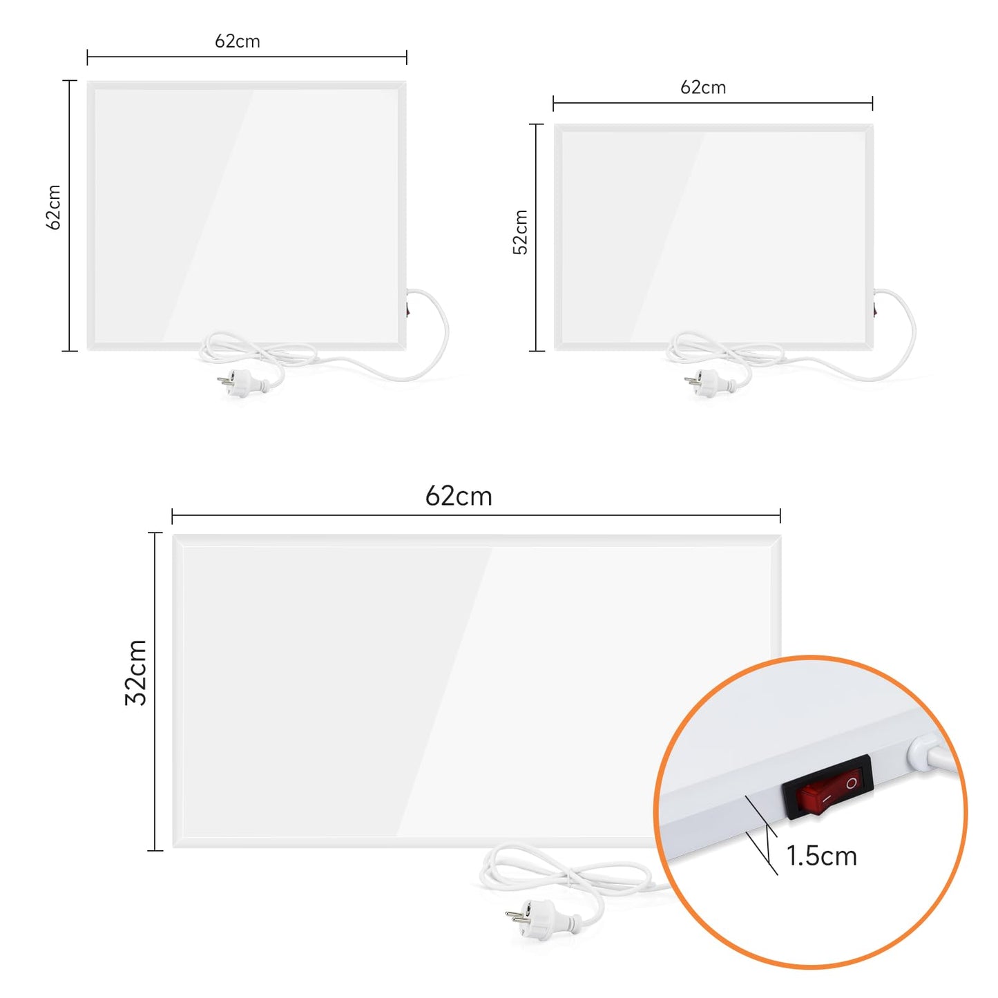 ZMH Infrarotheizung Energiesparend Infrarot Wandheizung - 170W Heizung Elektrisch Wand Elektroheizung mit ¨¹berhitzungsschutz Wandmontage Heizk?rper f¨¹r K¨¹che Schlafzimmer Wohnzimmer B¨¹ro