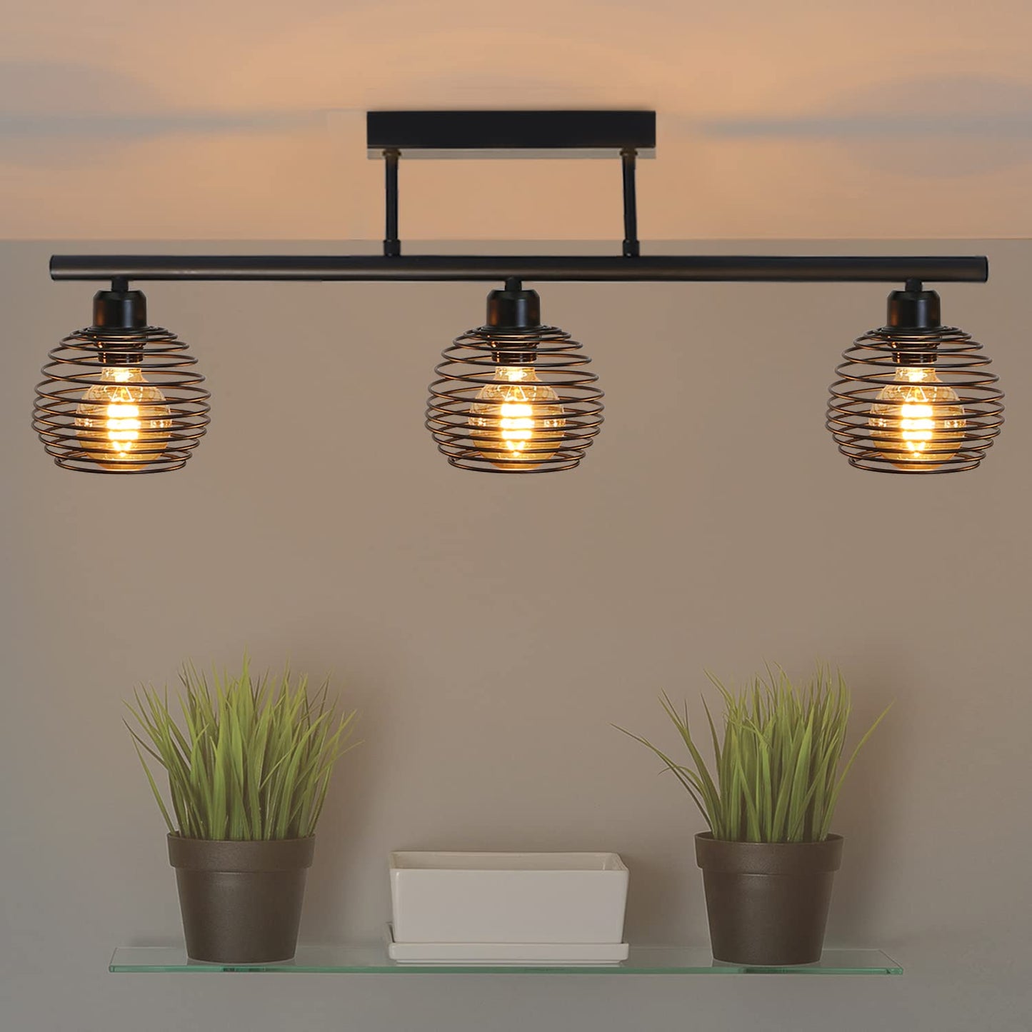 ZMH Deckenleuchte Vintage Deckenlampe Retro - E27 Industrial K¨¹chenlampe Schwarz Design Esszimmerlampe Deckenbeleuchtung f¨¹r Wohnzimmer Schlafzimmer K¨¹che Esszimmer Arbeitzimmer Esstisch max. 25W
