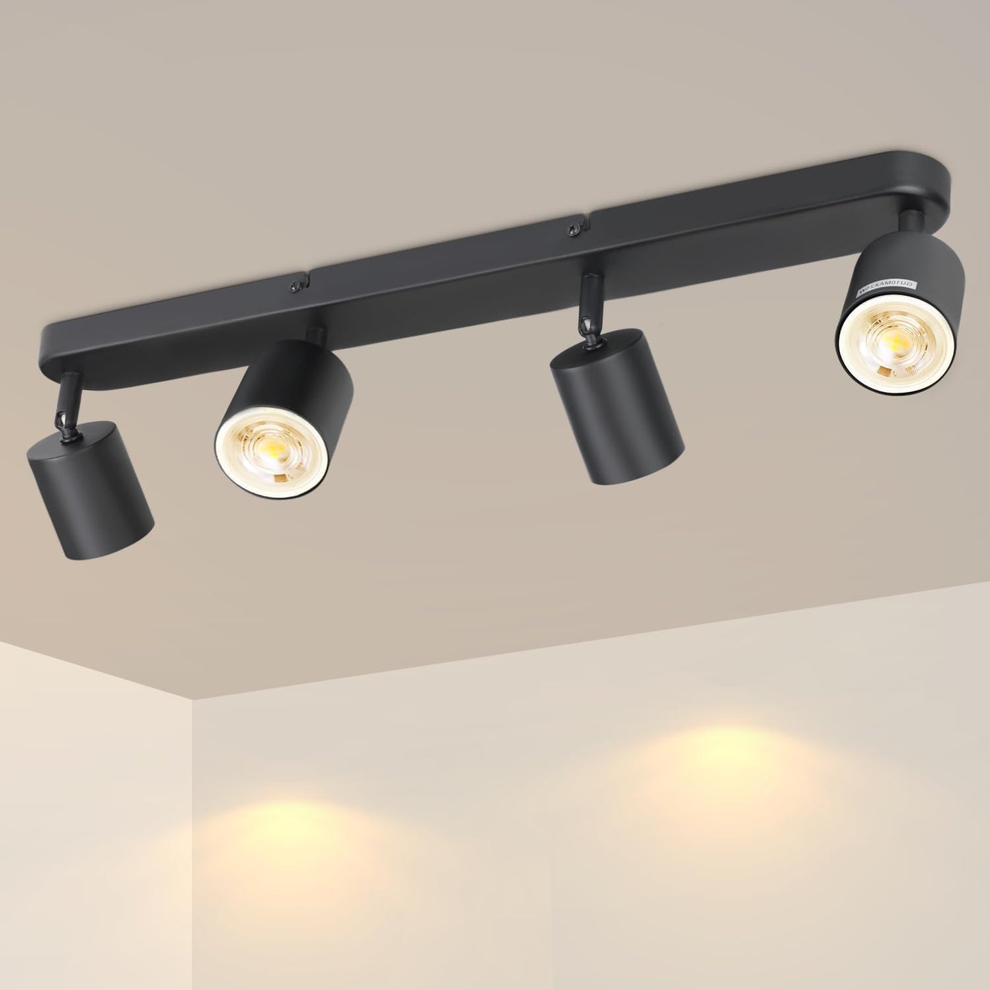 ZMH Deckenleuchte mit 4 Flammig Schwarz Deckenstrahler - Deckenlampe Wohnzimmer Modern GU10 Deckenspots Metall Schwenkbar Design Wohnzimmerlampe f¨¹r Flur Schlafzimmer G?nge Esszimmer - Ohne Gl¨¹hbirne