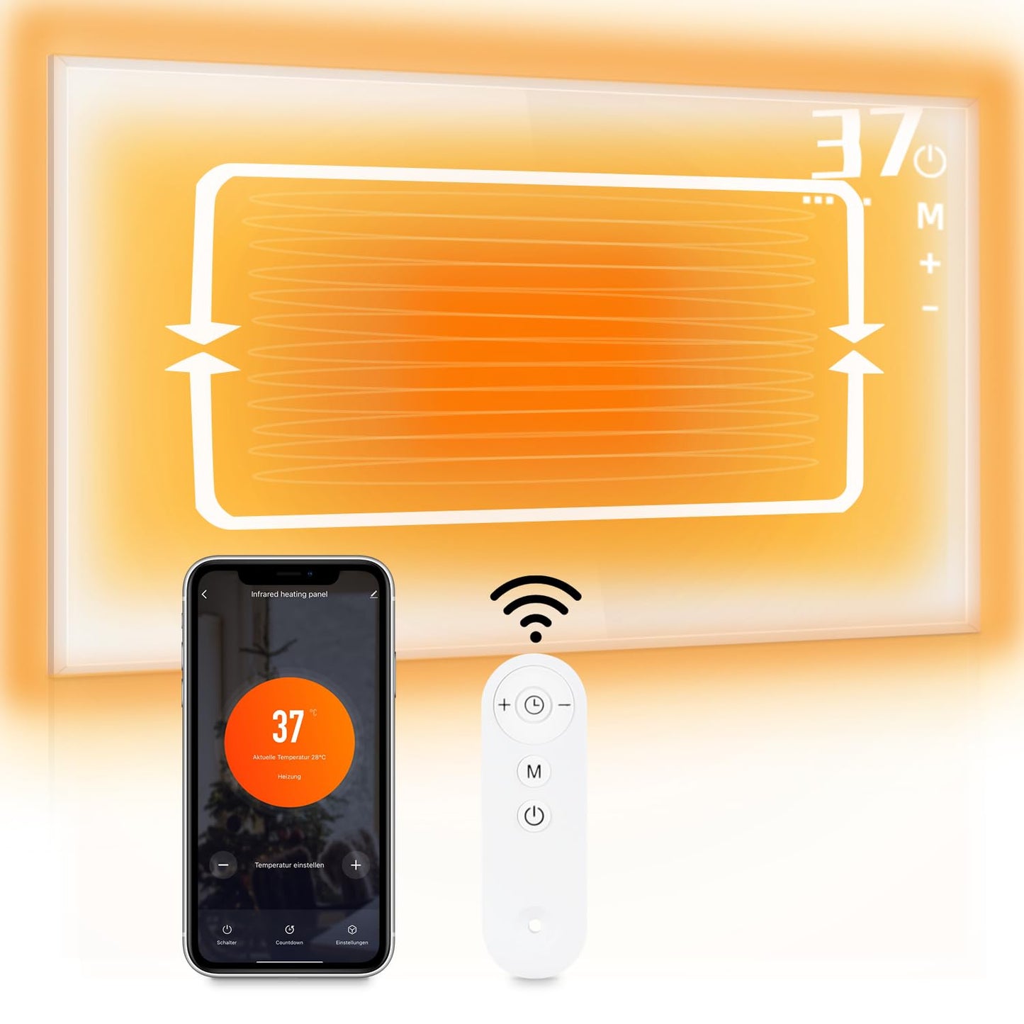 ZMH Infrarotheizung mit Thermostat Infrarot Wandheizung - 450W Elektroheizung mit Fernbedienung Elektrisch Heizung Energiesparend Standger?t Elektroheizk?rper Wandmontage Heizger?t