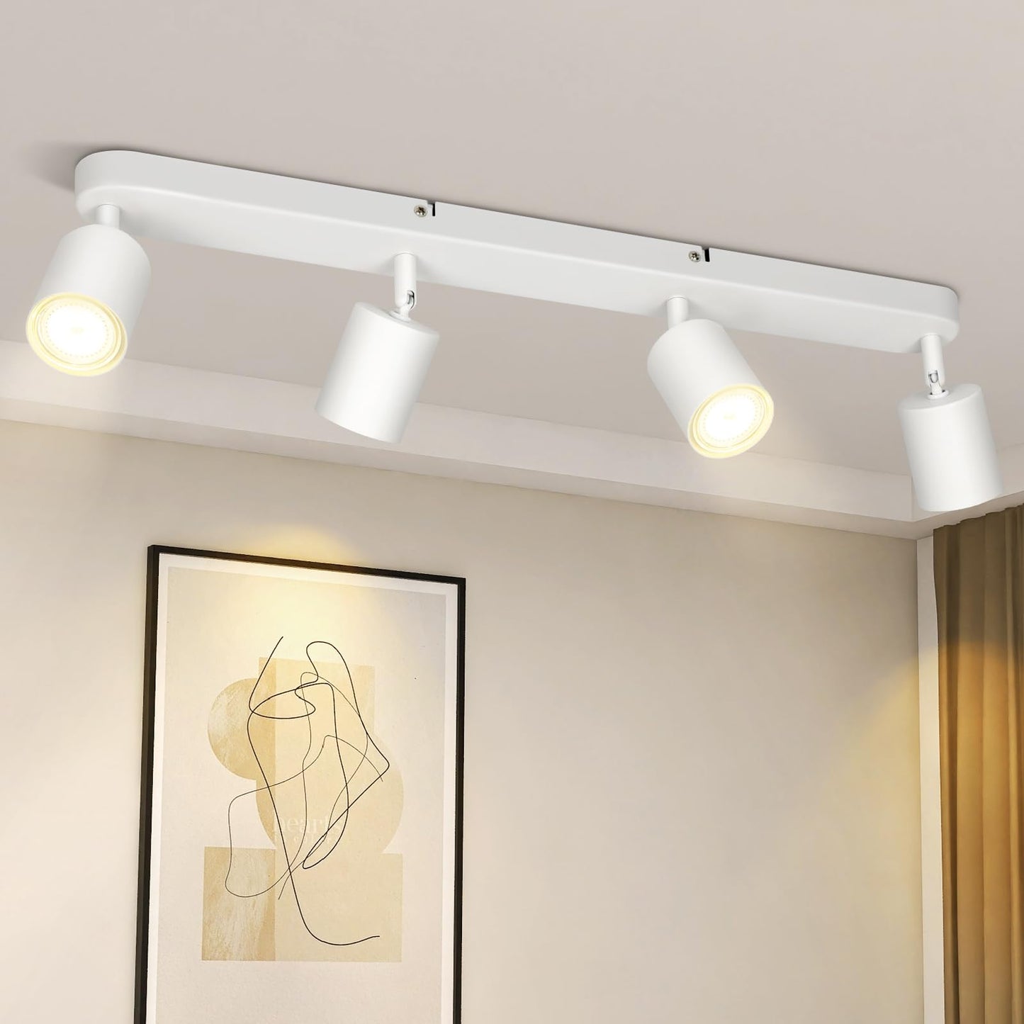 ZMH LED Deckenleuchte 4 Flammig Deckenstrahler - GU10 Deckenlampe Wohnzimmer Strahler Modern Deckenspot Schwenkbar Design Wei? Spot f¨¹r Flur Schlafzimmer Esszimmer K¨¹che Esstisch - Ohne Gl¨¹hbirn