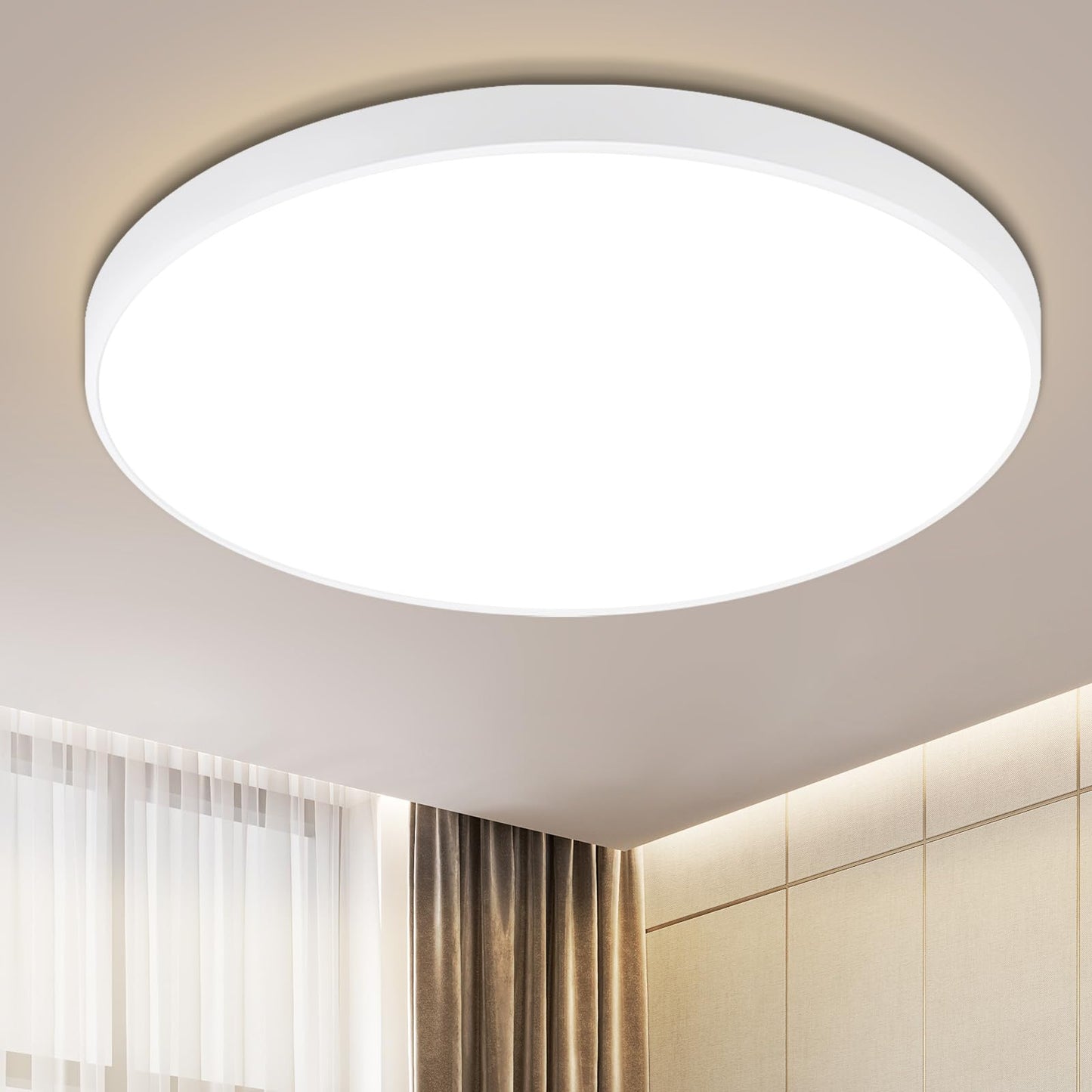 ZMH Deckenlampe LED Deckenleuchte Flach - Badezimmerlampe K¨¹chenlampe12W IP44 Flurlampe Kellerlampe ?21cm Rund Schlafzimmerlampe Warmwei? Wohnzimmer Schlafzimmer Flur B¨¹ro K¨¹che Bad