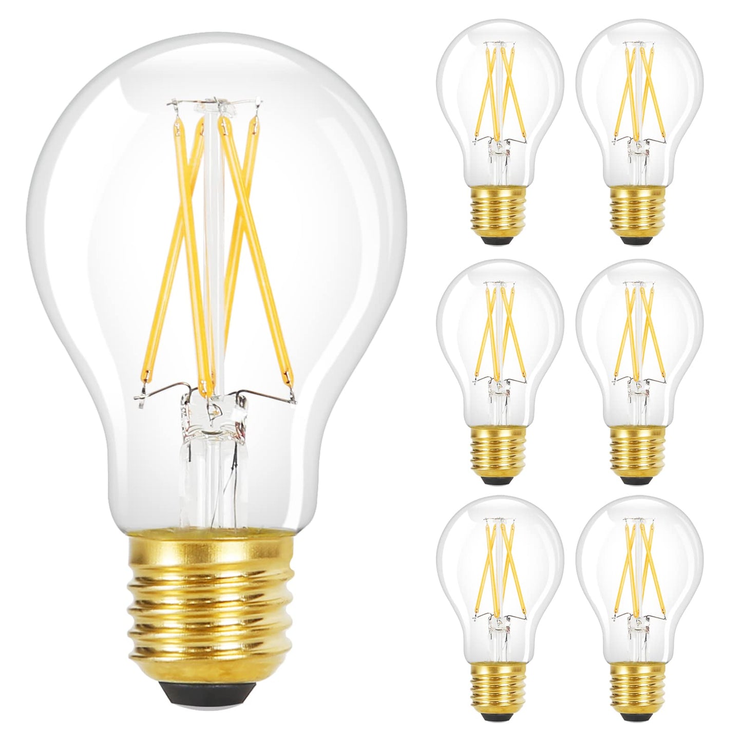 ZMH 6 St¨¹ck LED Gl¨¹hbirne E27 Vintage Lampe - A60 Leuchtmittel 2700K 4W Edison Gl¨¹hlampe Warmwei? Filament Retro Birne Glas Antike Energiesparlampe f¨¹r Haus Hotel Caf¨¦ Bar