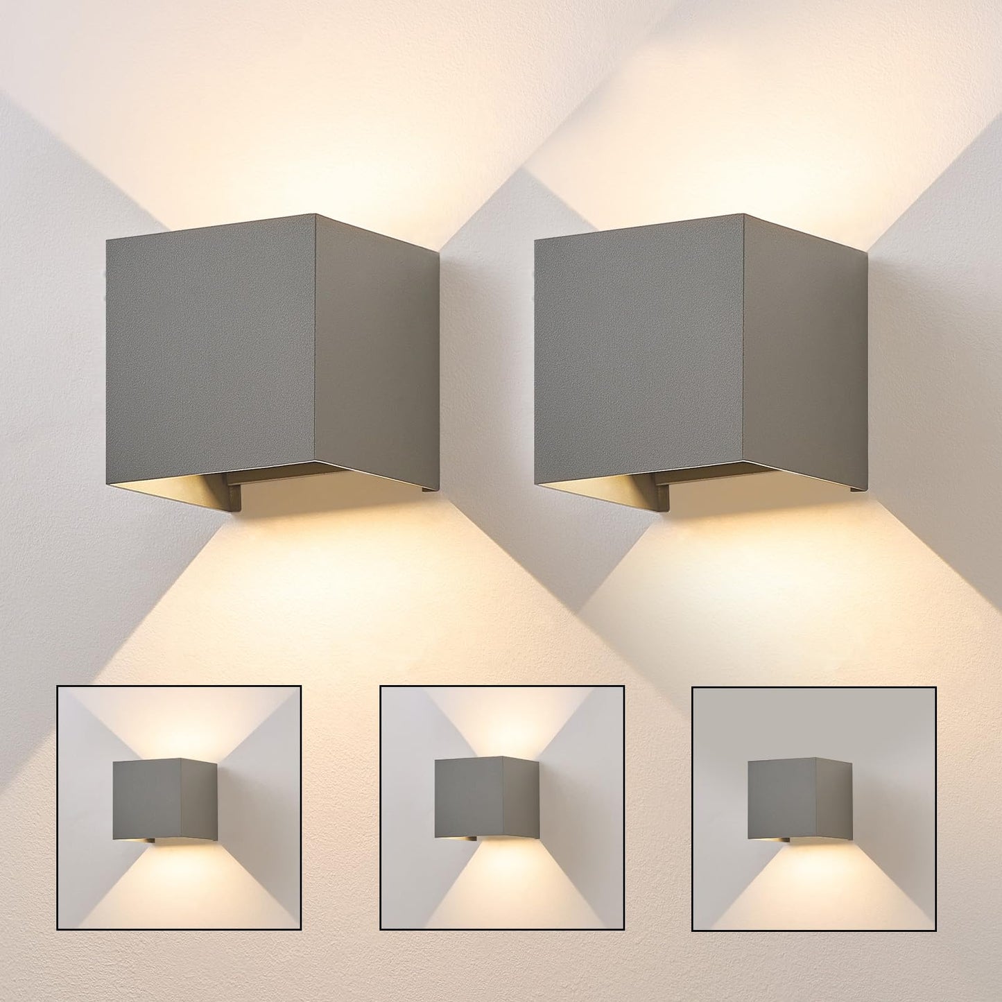 ZMH LED Wandleuchte Aussen Wandlampe innen - 2 St¨¹ck Au?enwandleuchten Grau 5W IP65 Wasserdicht Au?enlampe Wand Aussen Wandbeleuchtung Au?enleuchte Wandstrahler f¨¹r Treppenhaus Hauswand Flur