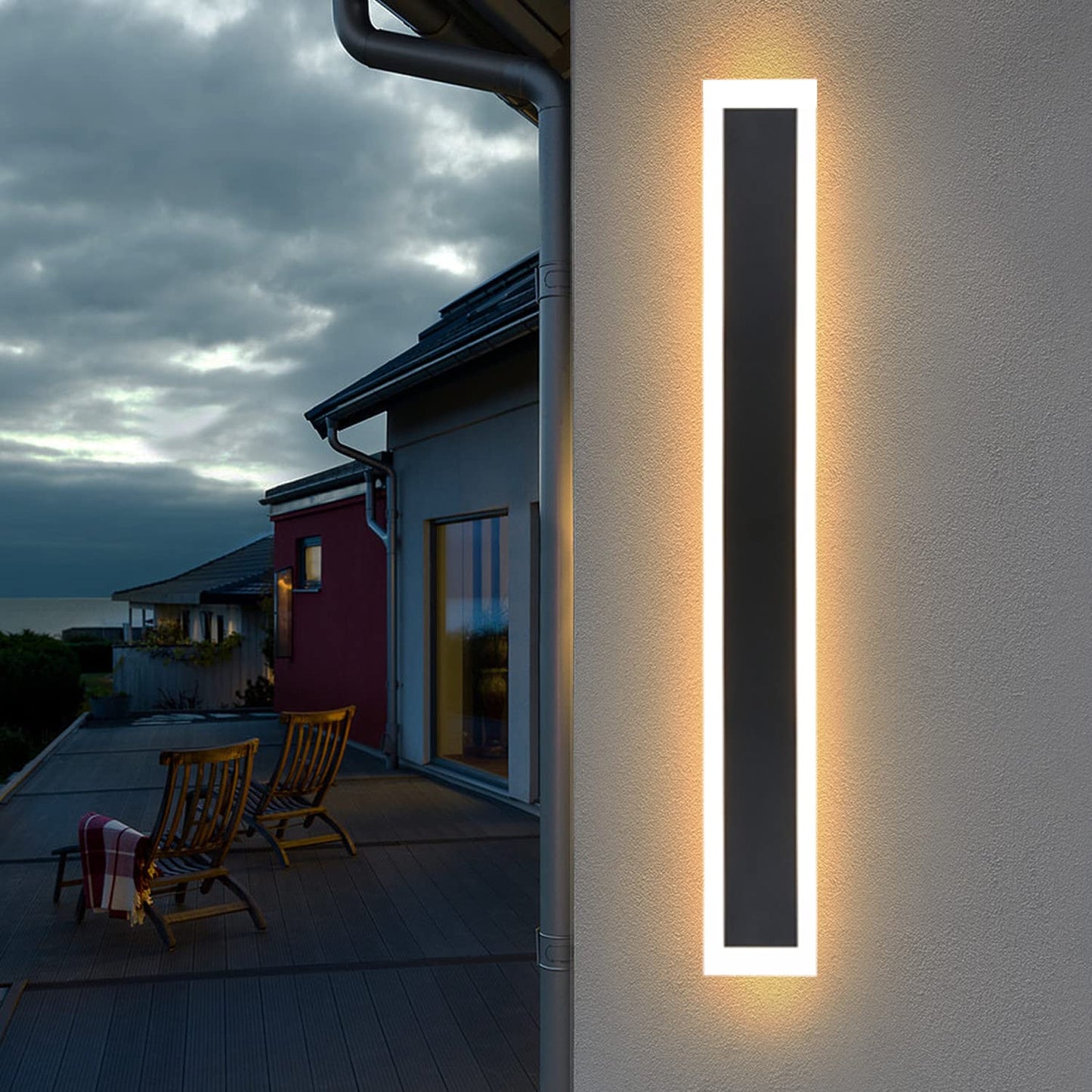 ZMH 2ER LED Wandleuchte Aussen Lange Wandlampe - 50CM Schwarz Au?enlampe Haus Wand Modern Aussenleuchte Villa Acryl Au?en IP65 Wasserdicht 10W 3000K Warmwei? Licht f¨¹r Innen Terrasse G?rten