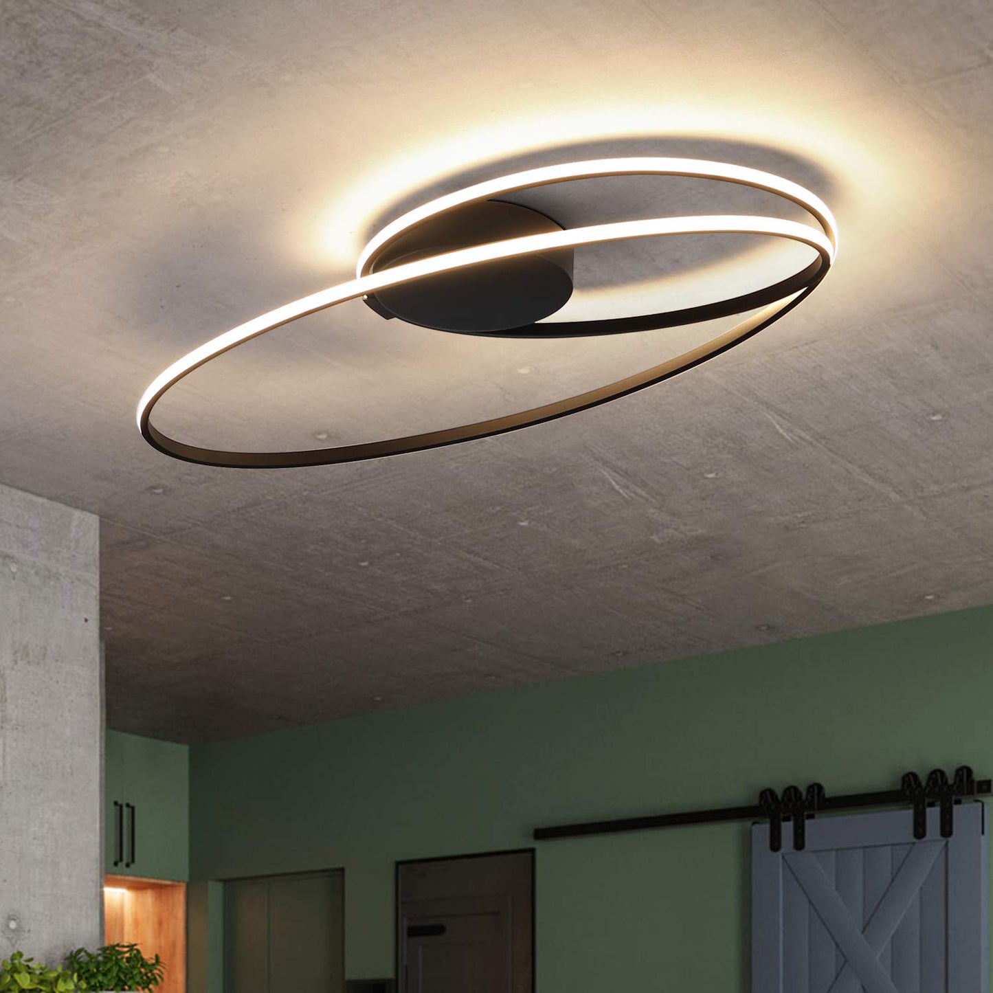 ZMH LED Deckenleuchte Deckenlampe Wohnzimmer - 36W Wohnzimmerlampe Schlafzimmer 3000K Warmwei? Schlafzimmerlampe Schwarz Modern Design Deckenbeleuchtung Ring K¨¹che f¨¹r Esszimmer B¨¹ro Flur Balkon Hotel