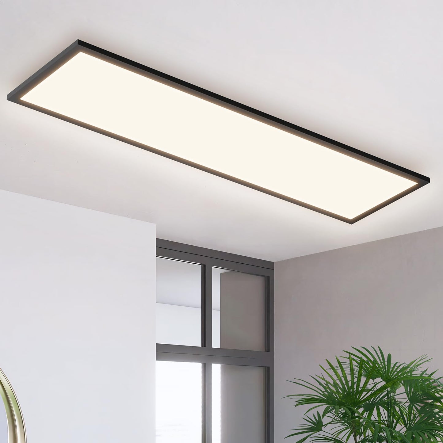 ZMH Deckenlampe Led Deckenleuchte Panel - Wohnzimmerlampe 120x30 cm K¡§1chenlampe Schwarz Modern 42W Schlafzimmerlampe Neutralwei? B¡§1ro Deckenbeleuchtung B¡§1roleuchte f¡§1r Wohnzimmer K¡§1che Schlafzimmer