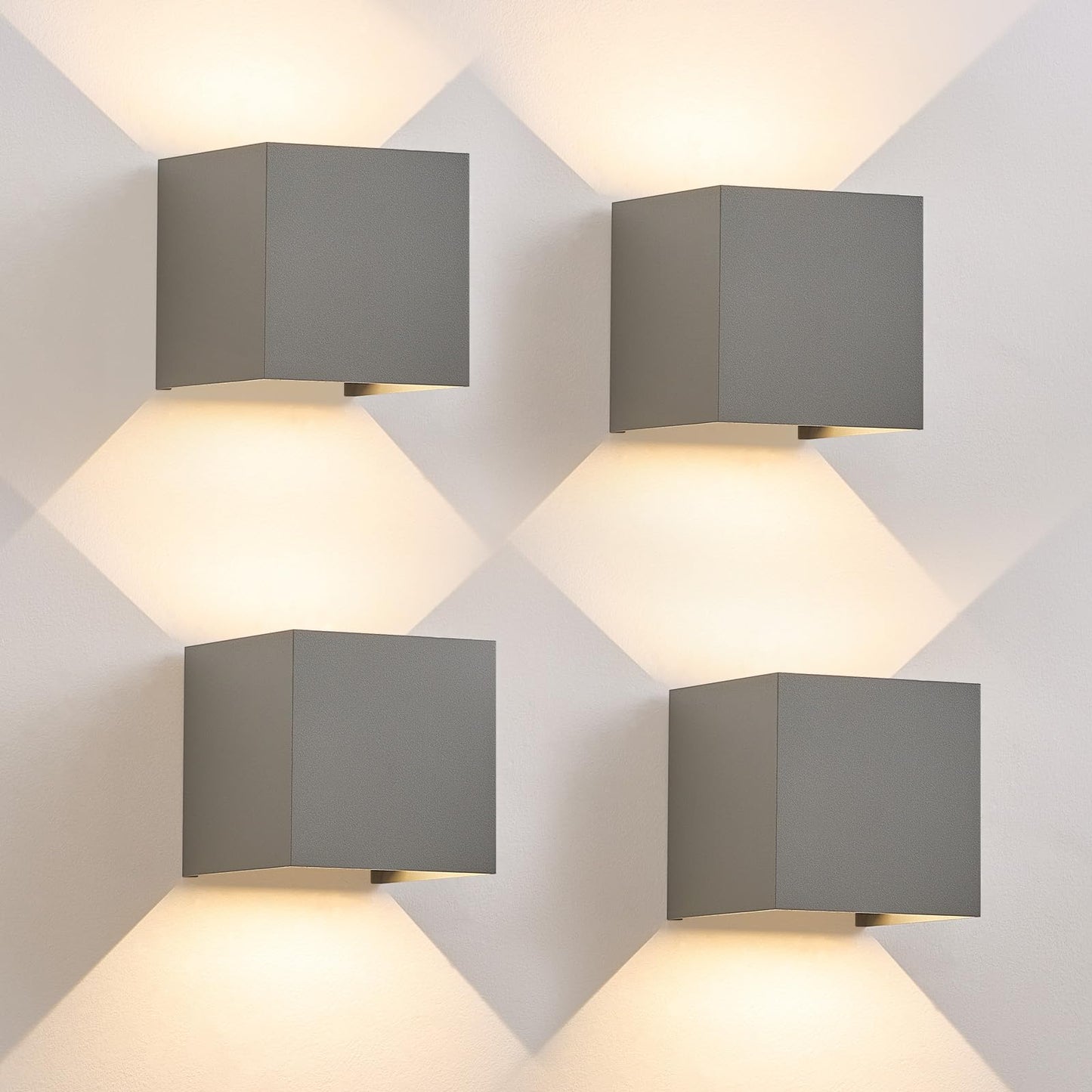 ZMH LED Wandleuchte Aussen Wandlampe innen - 4 St¨¹ck Au?enwandleuchten Up Down Leuchte Aussen 5 W IP65 Wasserdicht Au?enlampe Wand Wandbeleuchtung Grau Au?enleuchte Wandstrahler f¨¹r Hauswa