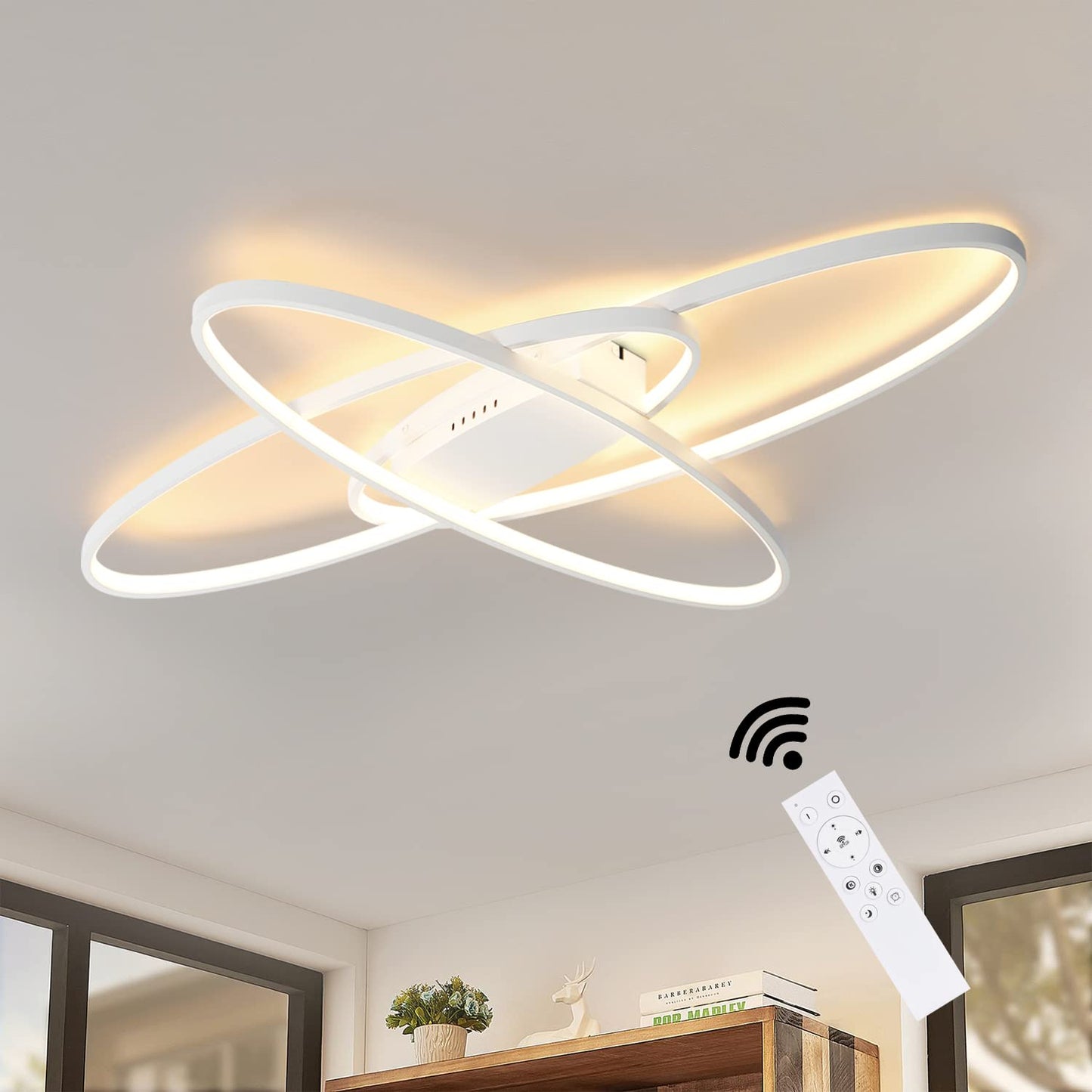 ZMH LED Deckenleuchte Dimmbar Deckenlampe Modern - Wei? Schlafzimmerlampe 75W Design Wohnzimmerlampe mit Fernbedienung Deckenbeleuchtung f¨¹r Wohnzimmer Schlafzimmer Esszimmer B¨¹ro