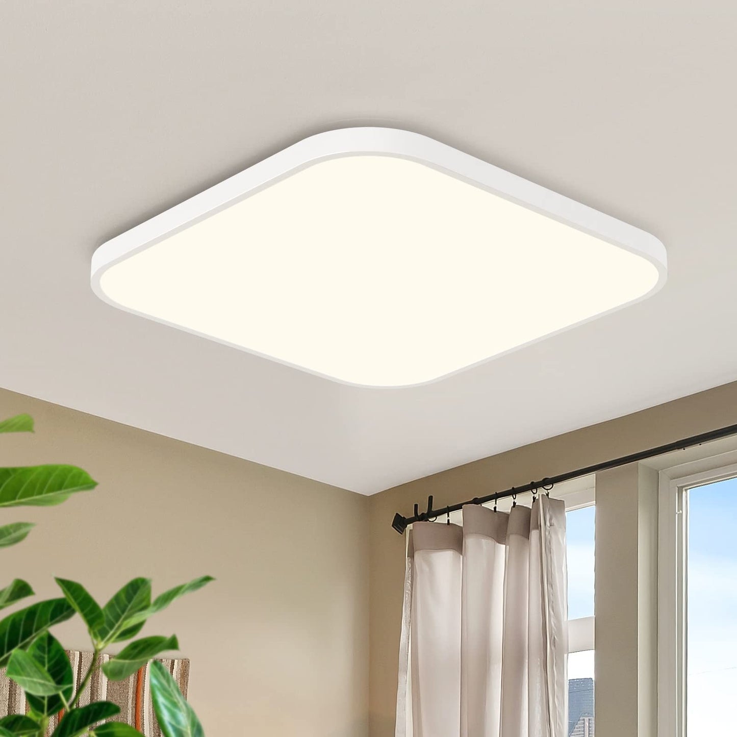 ZMH Deckenlampe LED Deckenleuchte Schlafzimmer - 19W Badezimmerlampe Flach 27cm Bad Deckenbeleuchtung IP44 Wasserdicht K¨¹chenlampe Neutralwei? Quadratisch Flurlampe Wei? f¨¹r K¨¹che Flur Wohnzimmer