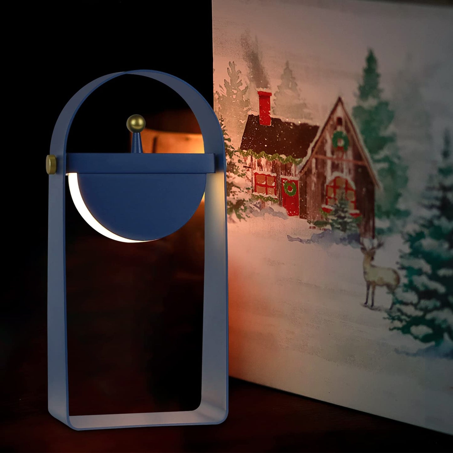 ZMH ZMH Tischlampe LED Nachttischlampe Kabellos - Tragbar Nachtlicht Helligkeit Einstellbar Stimmungslicht Batterietrieben Modern Blau Design Atmosph?re Lampe 26CM f¨¹r Schlafzimmer Caf¨¦ Camping Wohnzimmer
