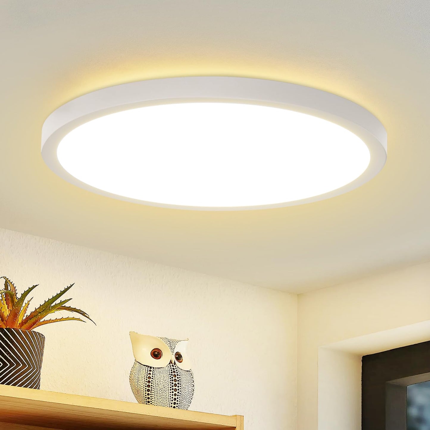 ZMH LED Deckenleuchte Flach Wei? - 24W Modern Badezimmerlampe 3000K Deckenlampe Rund 23CM IP44 Warmwei? Badlampe f¨¹r Flur Balkon Badezimmer K¨¹che Wohnzimmer