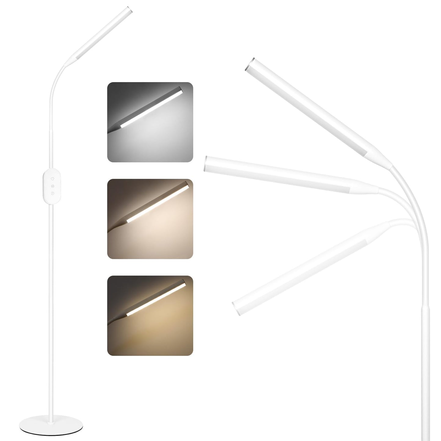 ZMH LED Stehlampe Standleuchte Dimmbar - Stehleuchte Leselampe B¨¹ro Standlampe Schlafzimmer Schwarz 178CM Modern Touch 9W Lesestehlampe mit Timer und Memory Funktion f¨¹r Wohnzimmer