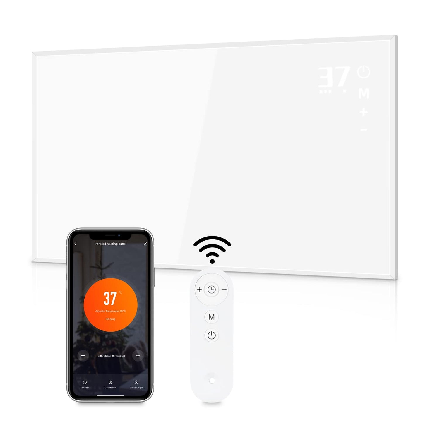 ZMH Infrarotheizung mit Thermostat Infrarot Wandheizung - 450W Elektroheizung mit Fernbedienung Elektrisch Heizung Energiesparend Standger?t Elektroheizk?rper Wandmontage Heizger?t