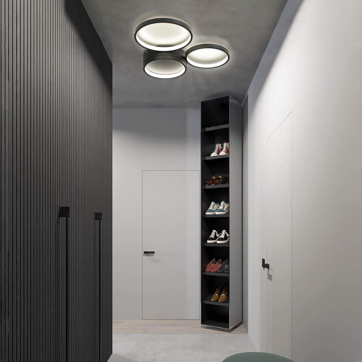 ZMH Deckenlampe LED dimmbar Wohnzimmerlampe Deckenleuchte Schlafzimmer Schwarz 38W Modern Ring Design Deckenbeleuchtung farbwechsel mit Fernbedienung Kinderzimmerlampe B¡§1rolampe K¡§1chenlampe