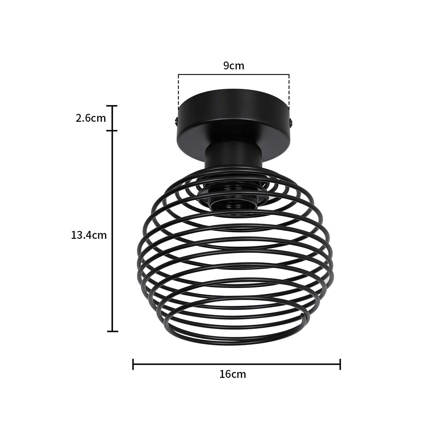 ZMH Deckenlampe Vintage Deckenleuchte Flur - Retro Flurlampe Schwarz Metall Lampenschirm Schlafzimmerlampe Industrial K¨¹chenlampe E27 Fassung max.40W Deckenbeleuchtung f¨¹r Balkon Gang Schlafzimmer