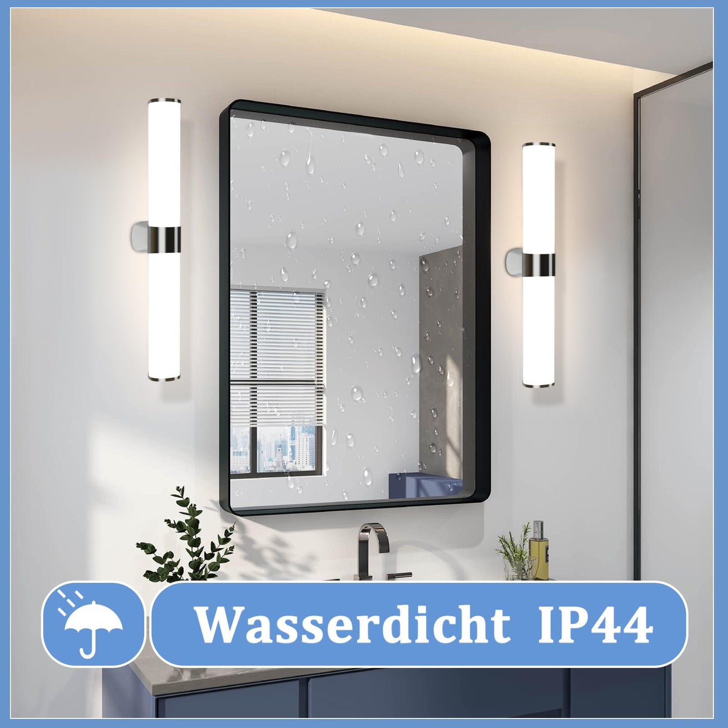 ZMH LED Spiegelleuchte Bad Spiegellampe - 8W Badleuchte Wand 40CM Chrom Wandlampe Badezimmer Wasserdicht IP44 Wandleuchte Neutralwei? 4000K Badlampe Wandmontage Modern f¨¹r Keller K¨¹che Badschrank