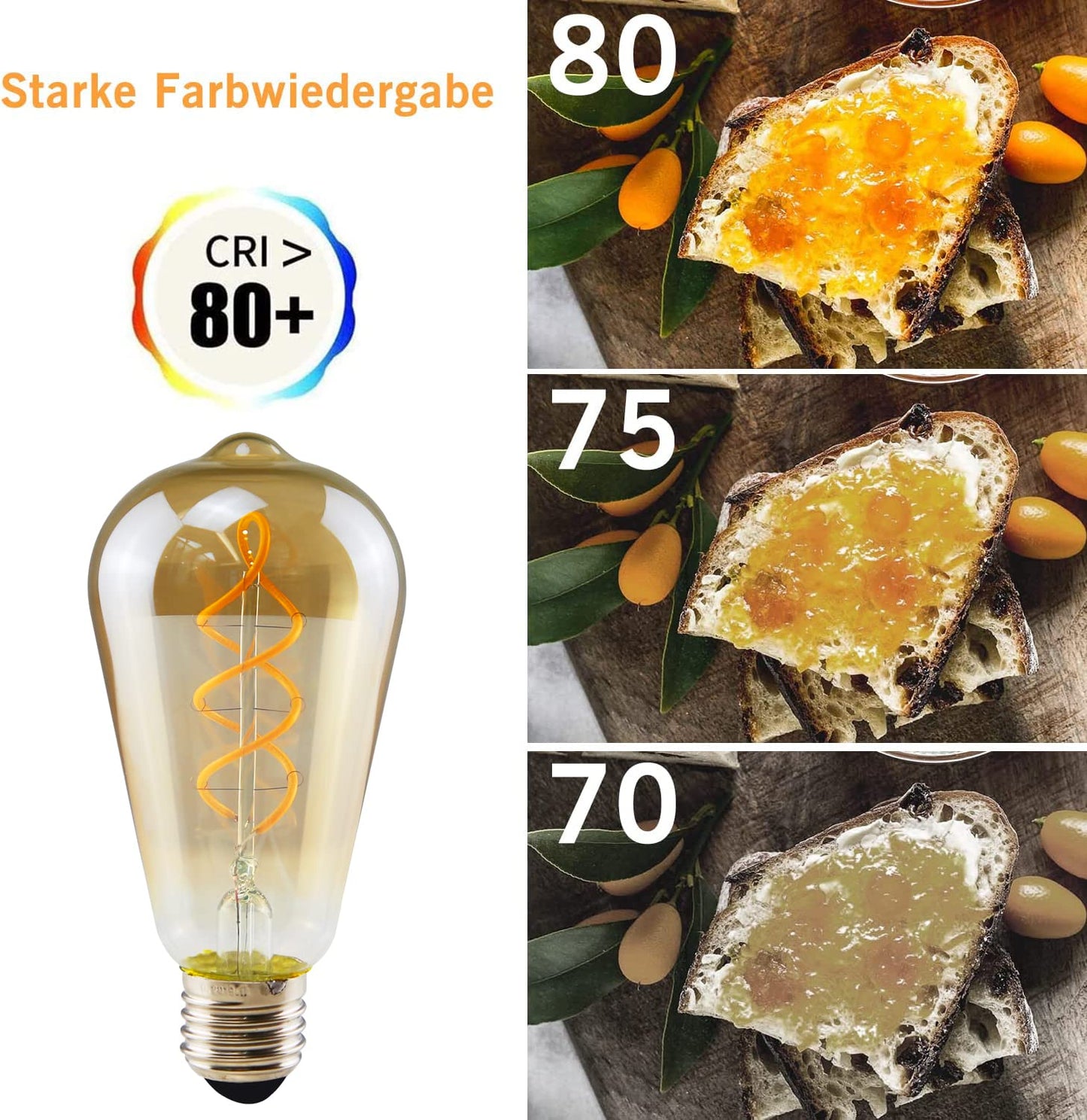 ZMH 1X Edison Gl¨¹hbirne E27 LED Vintage - Retro Dekorative Leuchtmittel 4W - ST64 LED Spiral Filament Lampen 2200K Warmweiss Licht Antike Glas Gl¨¹hlampe f¨¹r Haus Caf¨¦ Bar Restaurant