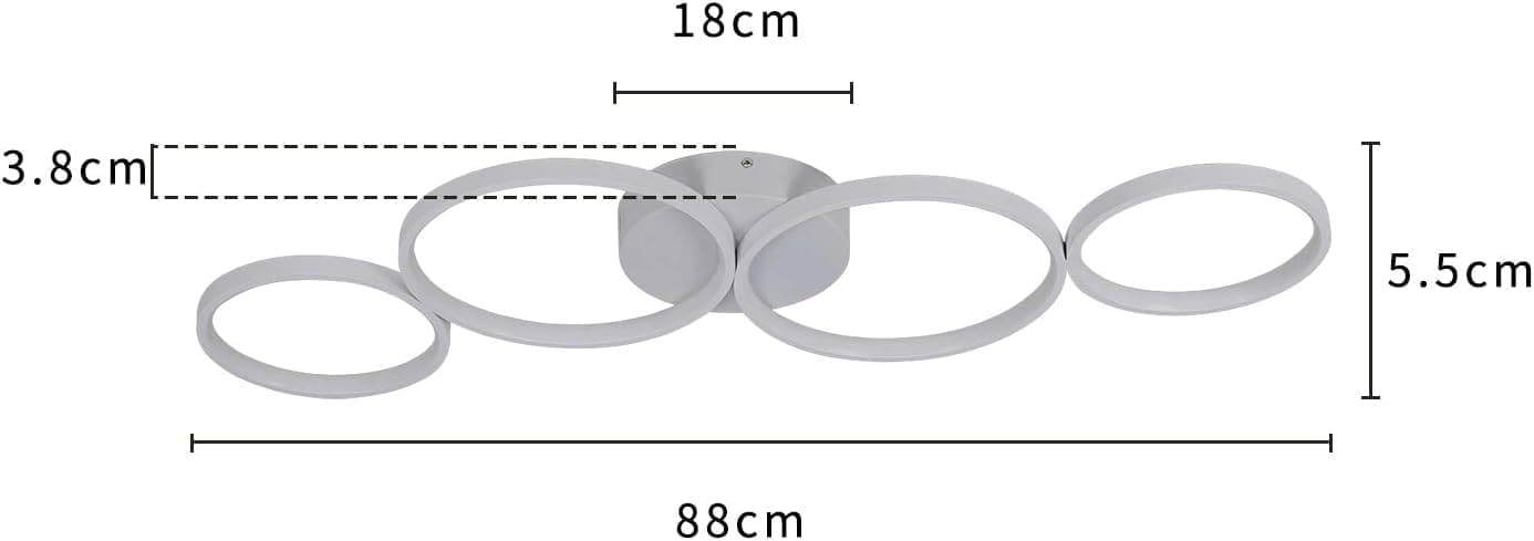 ZMH LED Deckenlampe Dimmbar Deckenleuchte: 4 Flammig Modern Wohnzimmerlampe 55W Ring Rund Wei? Schlafzimmerlampe mit Fernbedienung 88cm Design B¨¹rolampe f¨¹r Schlafzimmer Wohnzimmer B¨¹ro K¨¹che