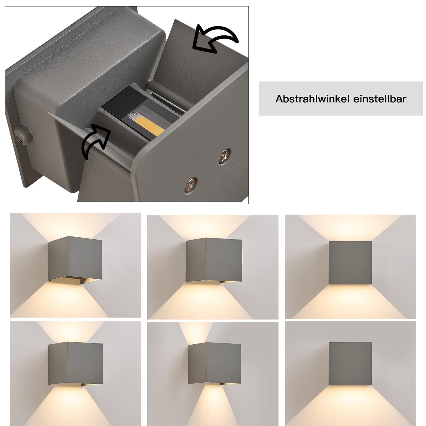 ZMH LED Wandleuchte Aussen Wandlampe innen - 4 St¨¹ck Au?enwandleuchten Up Down Leuchte Aussen 5 W IP65 Wasserdicht Au?enlampe Wand Wandbeleuchtung Grau Au?enleuchte Wandstrahler f¨¹r Hauswa