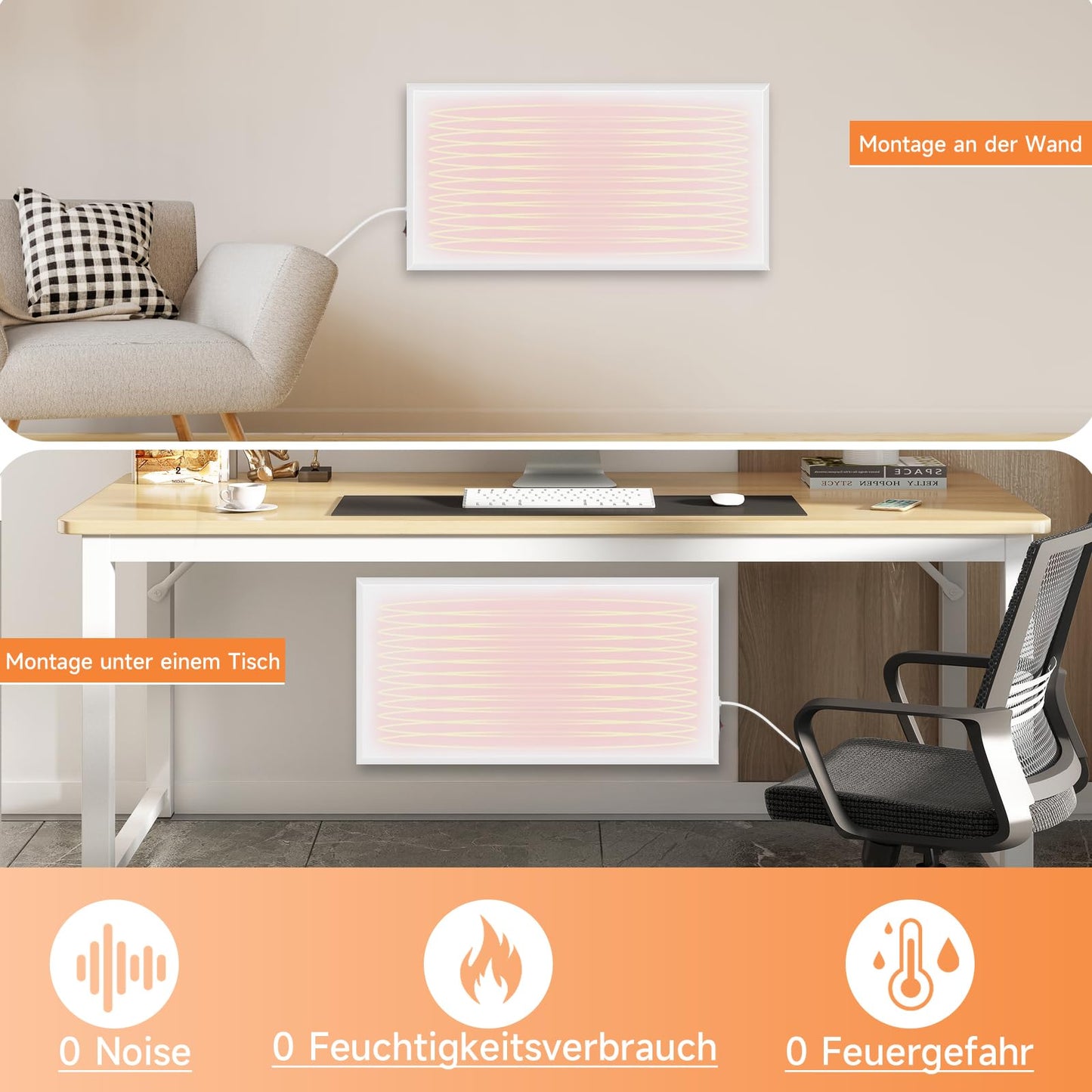 ZMH Infrarotheizung Energiesparend Infrarot Wandheizung - 170W Heizung Elektrisch Wand Elektroheizung mit ¨¹berhitzungsschutz Wandmontage Heizk?rper f¨¹r K¨¹che Schlafzimmer Wohnzimmer B¨¹ro