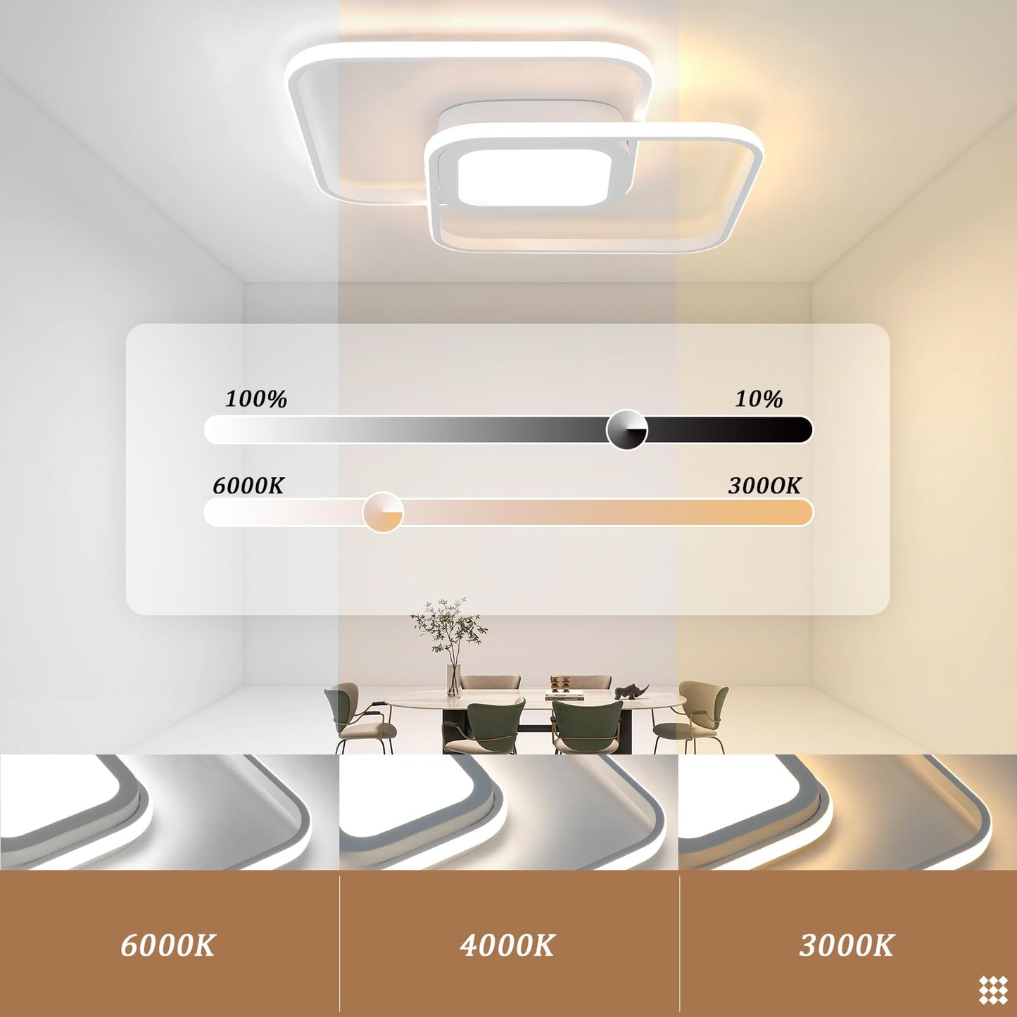 ZMH LED Deckenleuchte Deckenlampe Dimmbar - Modern 48W Wei? Schlafzimmerlampe mit Fernbedienung Metall Design Wohnzimmerlampe f¨¹r Schlafzimmer Wohnzimmer K¨¹che Esszimmer