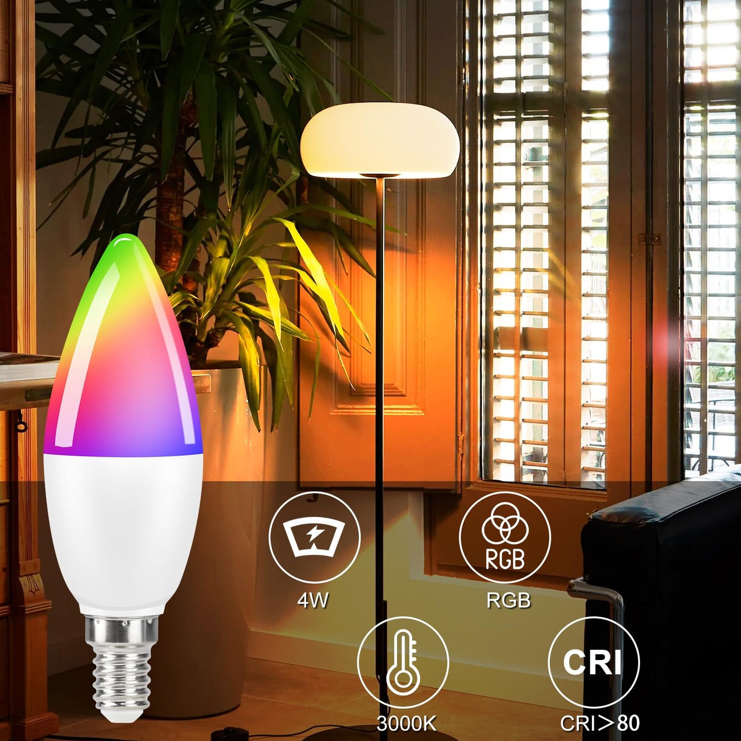 ZMH RGB LED Lampe Gl¨¹hbirne E14-2 St¨¹ck Edison Farbwechsel Gl¨¹hlampe Kerzen Lampe 4W Leuchtmittel Dimmbar mit Fernbedienung 3000K Warmweiss Farbige Birne Edison f¨¹r Bar KTV Party