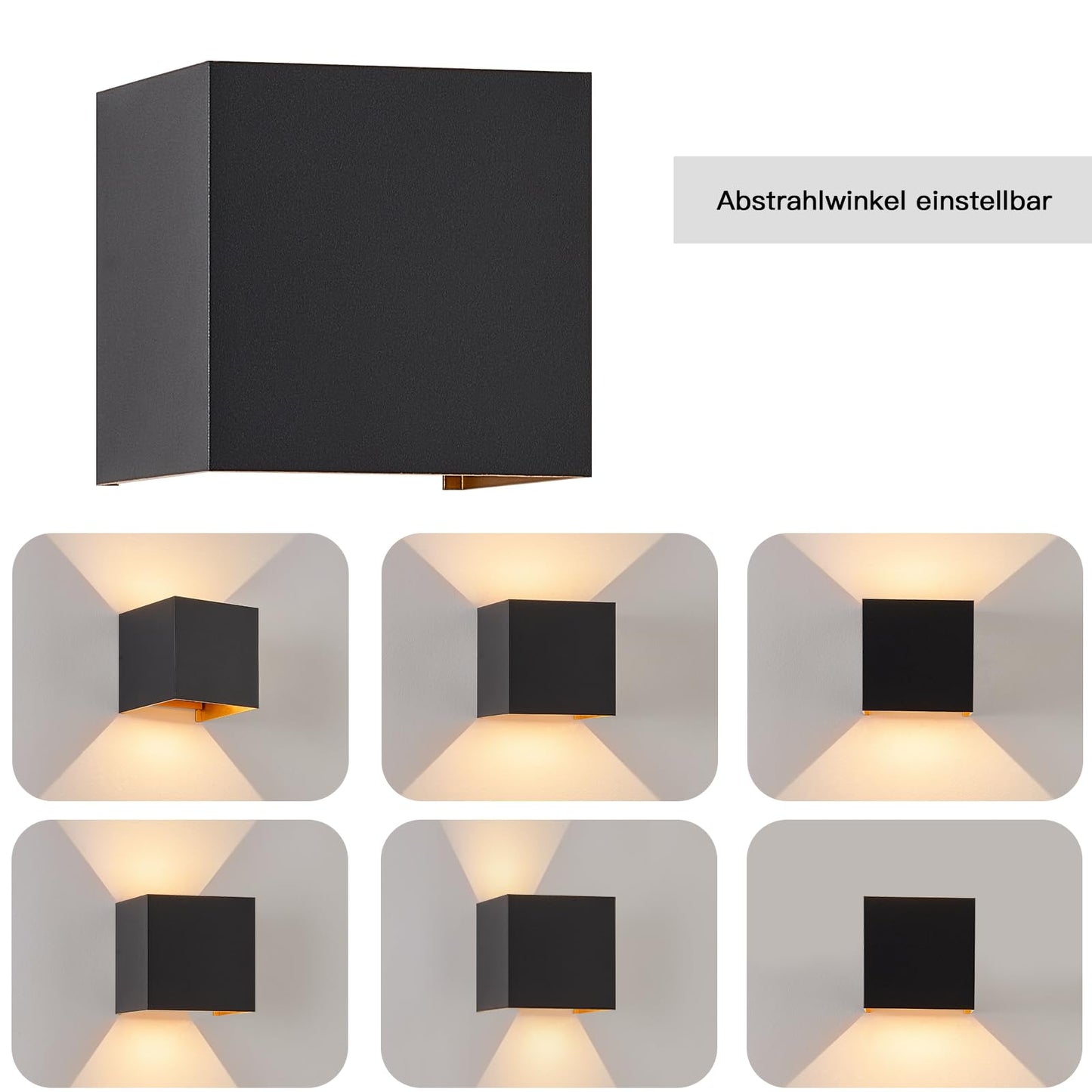 ZMH LED Wandleuchte innen Wandlampe au?en: Au?enwandleuchten Schwarz Gold Up Down Leuchten Aussen 5W IP65 Au?enlampe Warmwei? eckig Aussenlampe Wand Au?enleuchte Wandstrahler f¨¹r Yard Garten