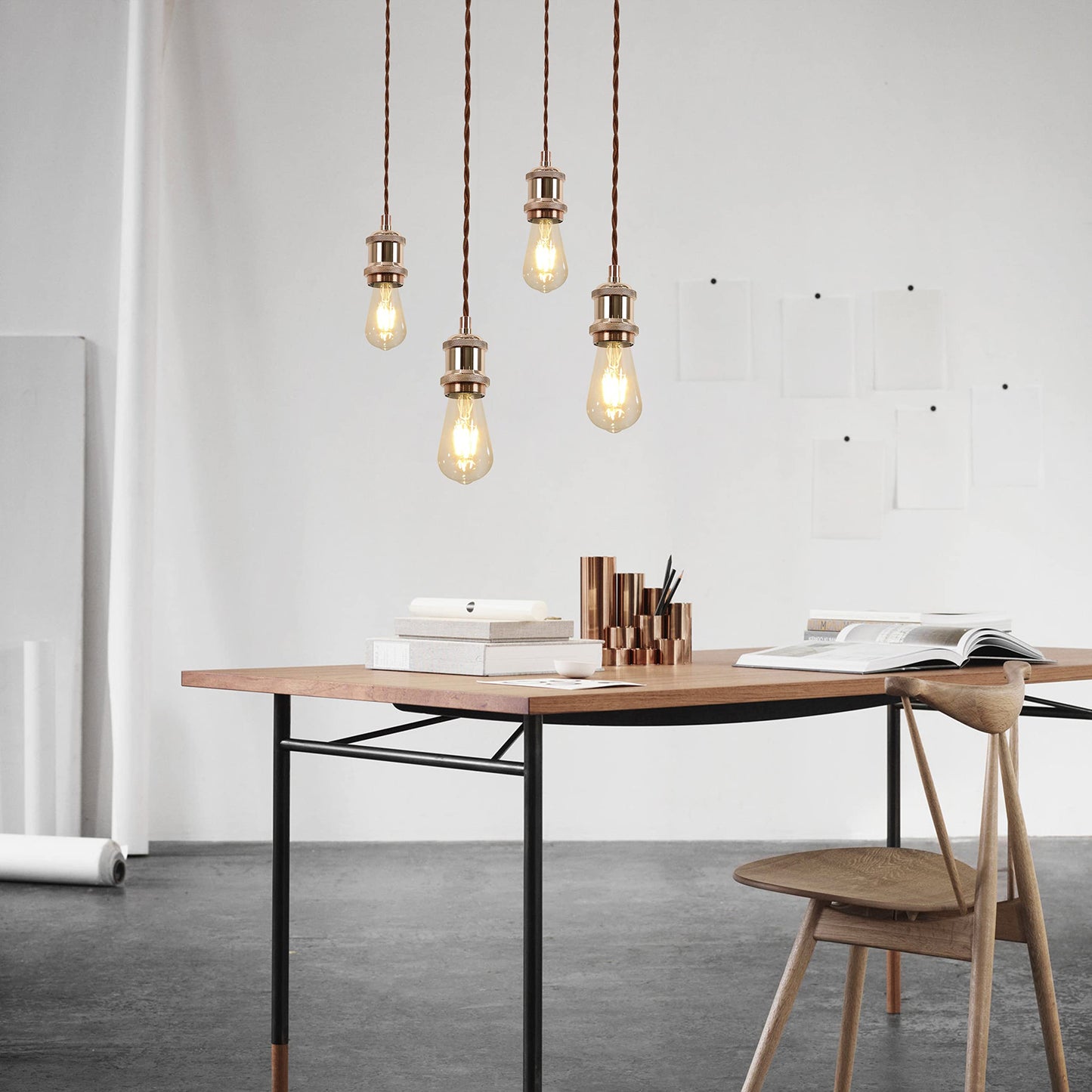 ZMH E27 H?ngefassung Vintage Lampenaufh?ngung - Modern Schnurpendel Rosa Gold H?ngefassung mit 1,3M Kabel Pendelleuchte Industrial mit Baldachin Schraubring Deckenbefestigung f¨¹r Esszimmer, Bar, Cafe