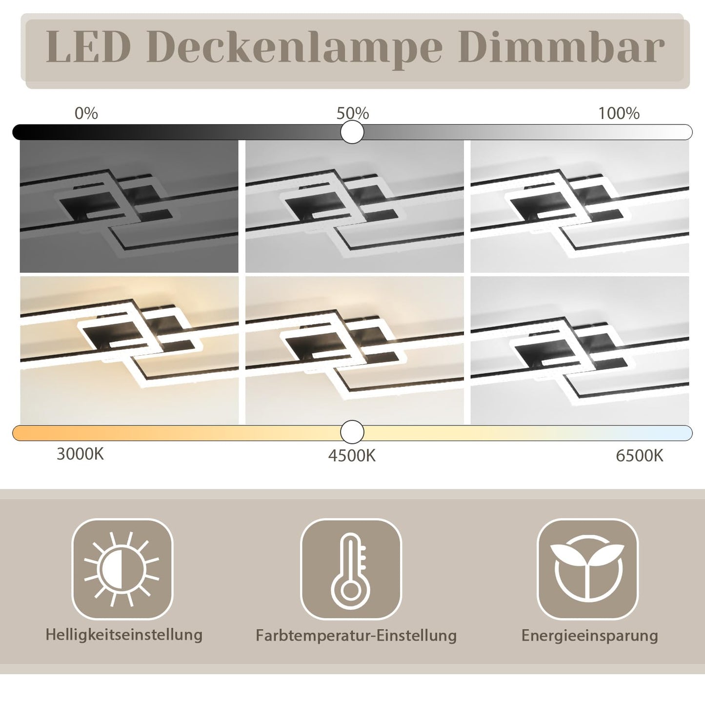 ZMH Deckenlampe LED Deckenleuchte Wohnzimmer - Wohnzimmerlampe Dimmbar Schlafzimmerlampe Modern Design K¨¹chenlampe 56W Schwarz Deckenbeleuchtung mit Fernbedienung f¨¹r Schlafzimmer K¨¹che B¨¹ro