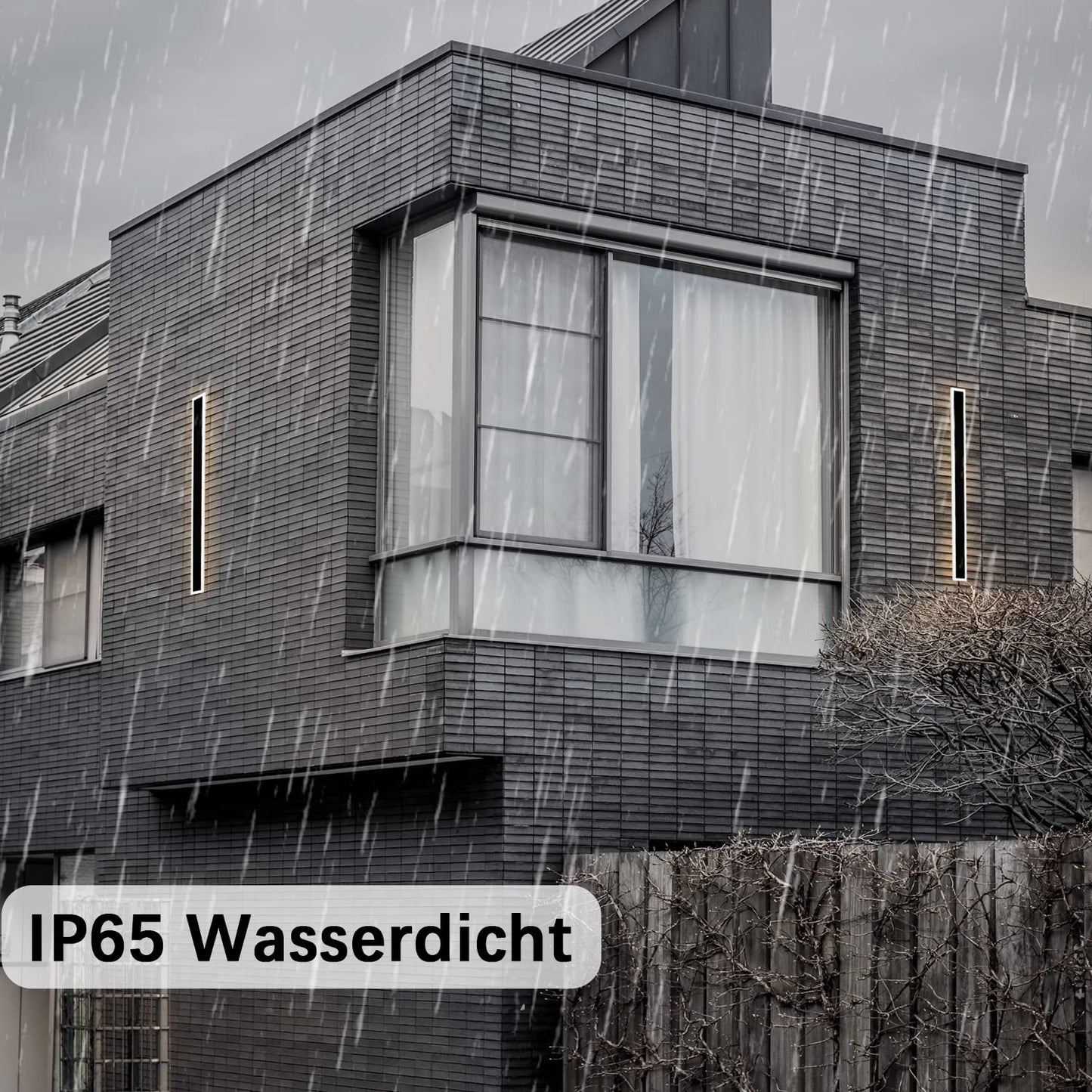ZMH LED Wandleuchte Aussen Wandlampe - 100CM Wandbeleuchtung IP65 Wasserdicht Schwarz Modern Au?enlampe 3000K aus Acryl 21W Innen Outdoor Au?enwandleuchte f¨¹r Villa Terrasse Garten Bad